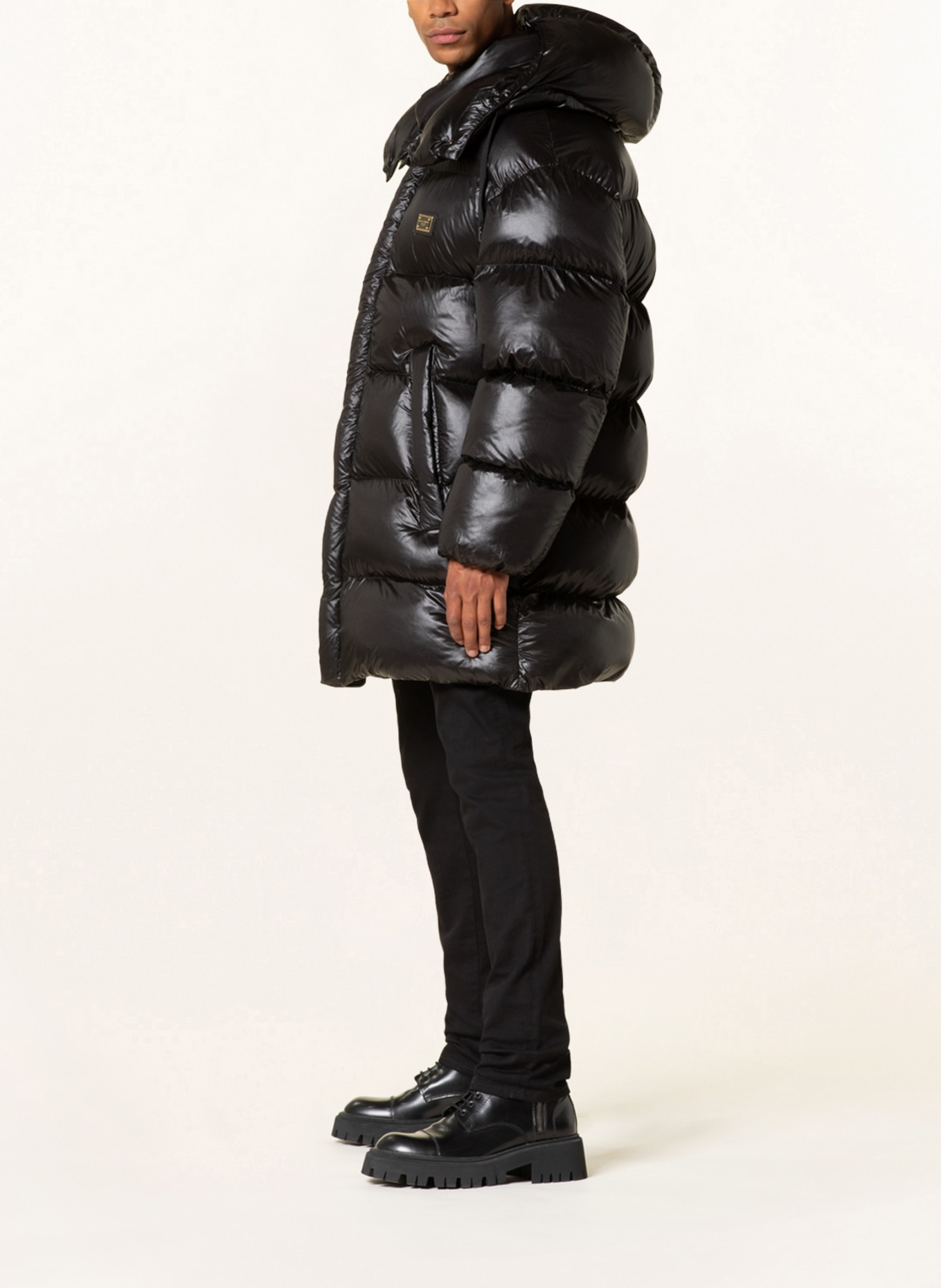 DOLCE & GABBANA Oversized quilted vest with removable hood , Color: BLACK (Image 4)