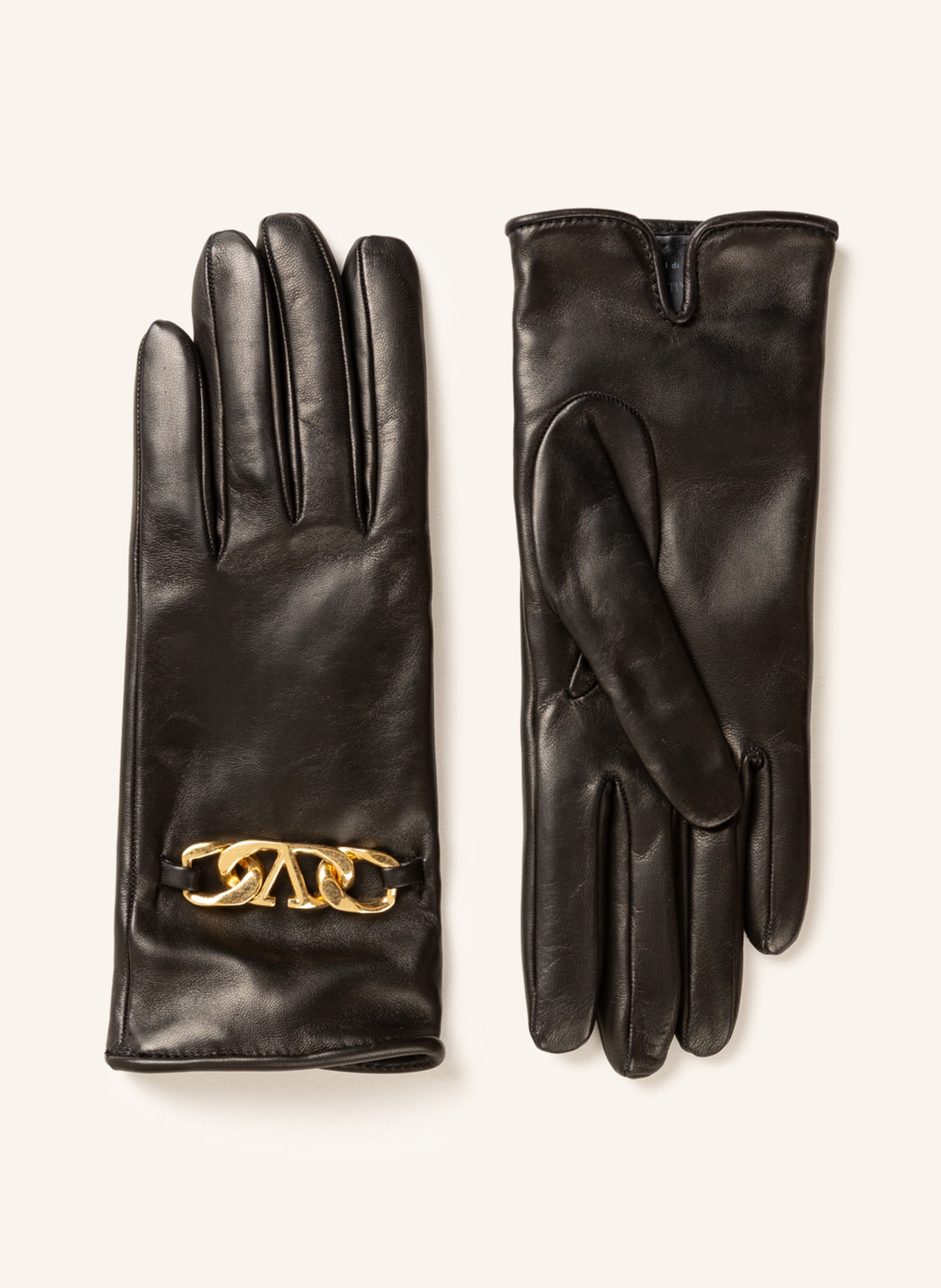 VALENTINO GARAVANI Leather gloves, Color: BLACK (Image 1)
