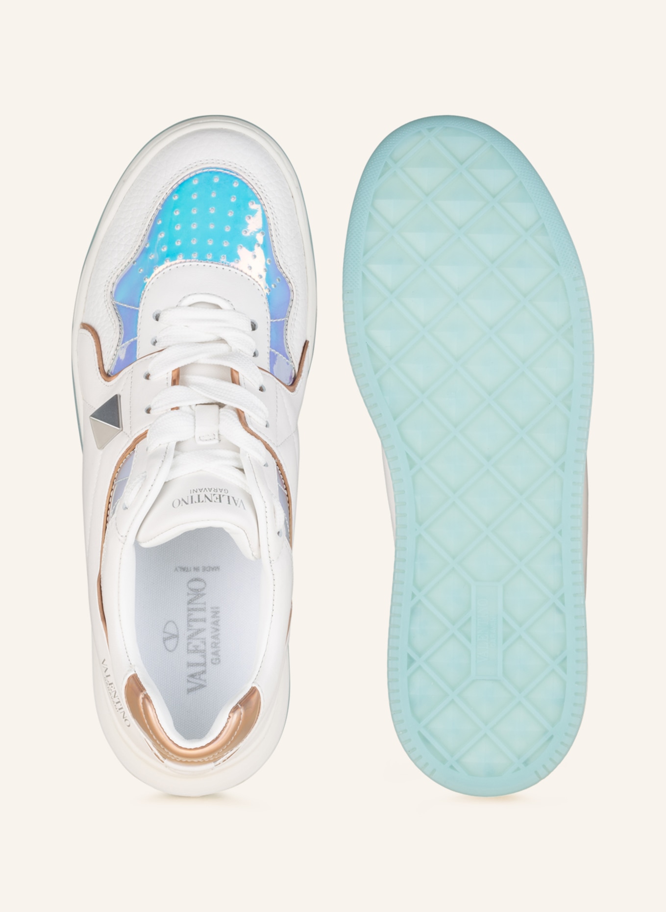 VALENTINO GARAVANI Sneakers ONE STUD, Color: WHITE/ LIGHT BLUE (Image 5)
