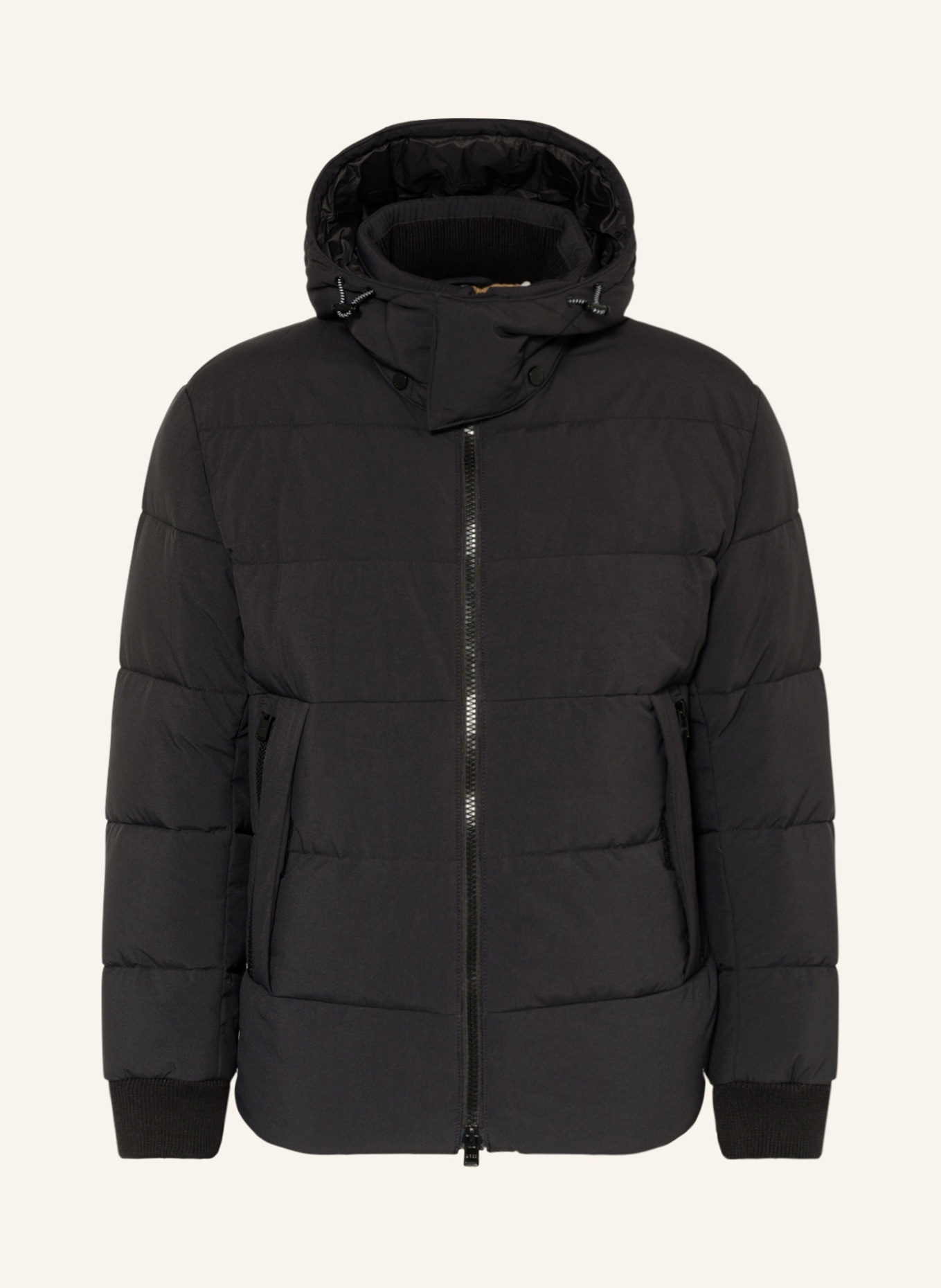 BOSS Quilted coat CORLEON with removable hood, Color: BLACK (Image 1)