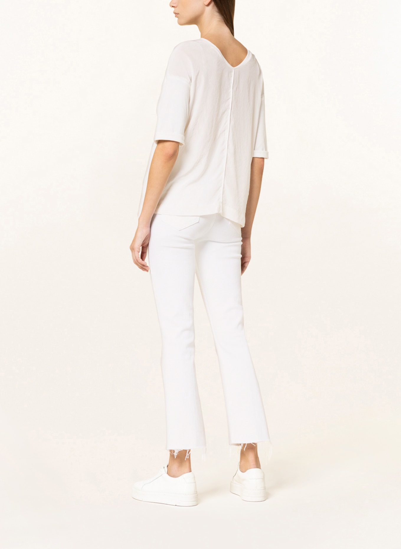 MARC CAIN Shirt blouse with 3/4 sleeve in mixed materials, Color: CREAM (Image 3)