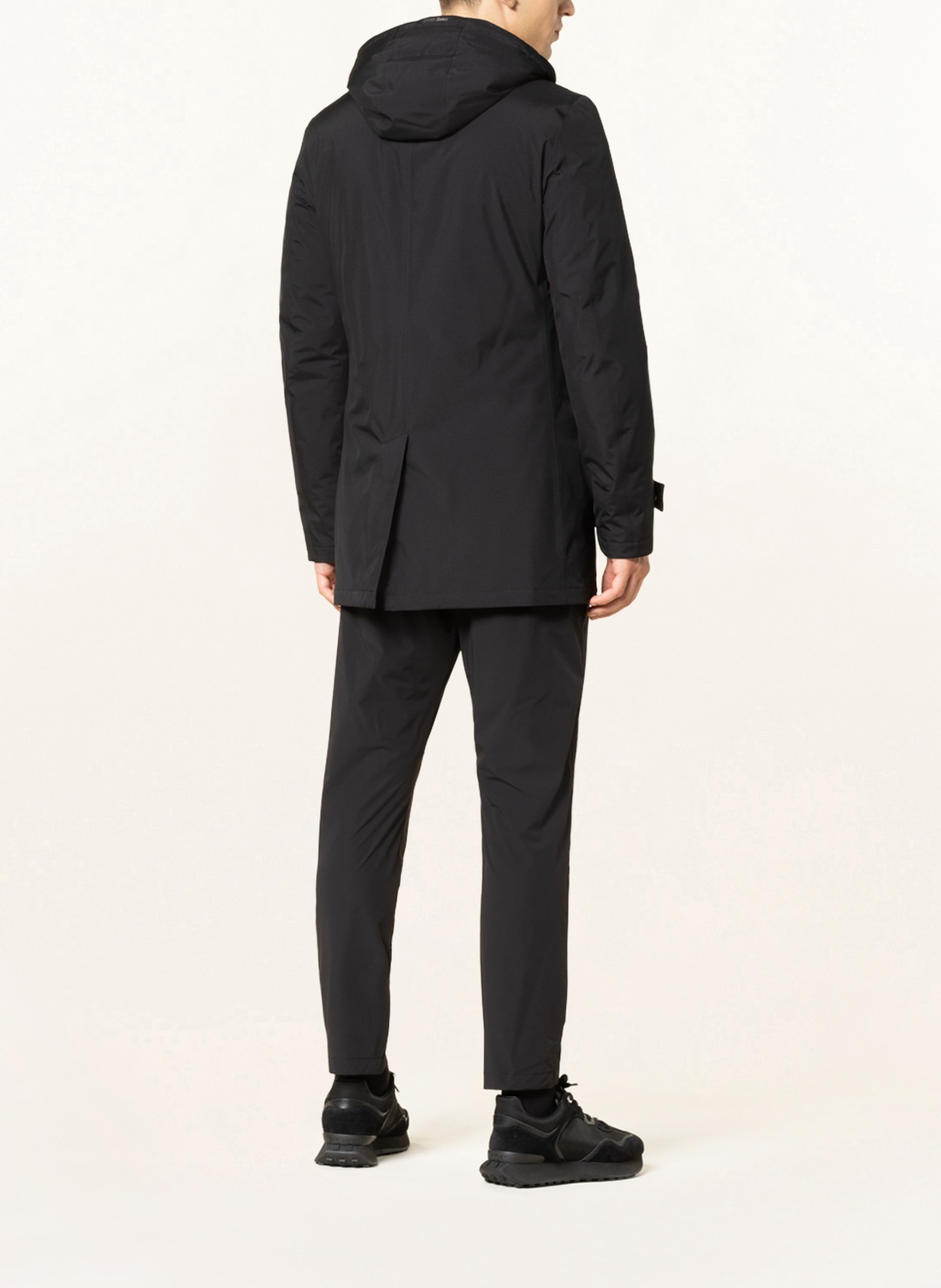 HERNO LAMINAR Down parka with detachable hood in black