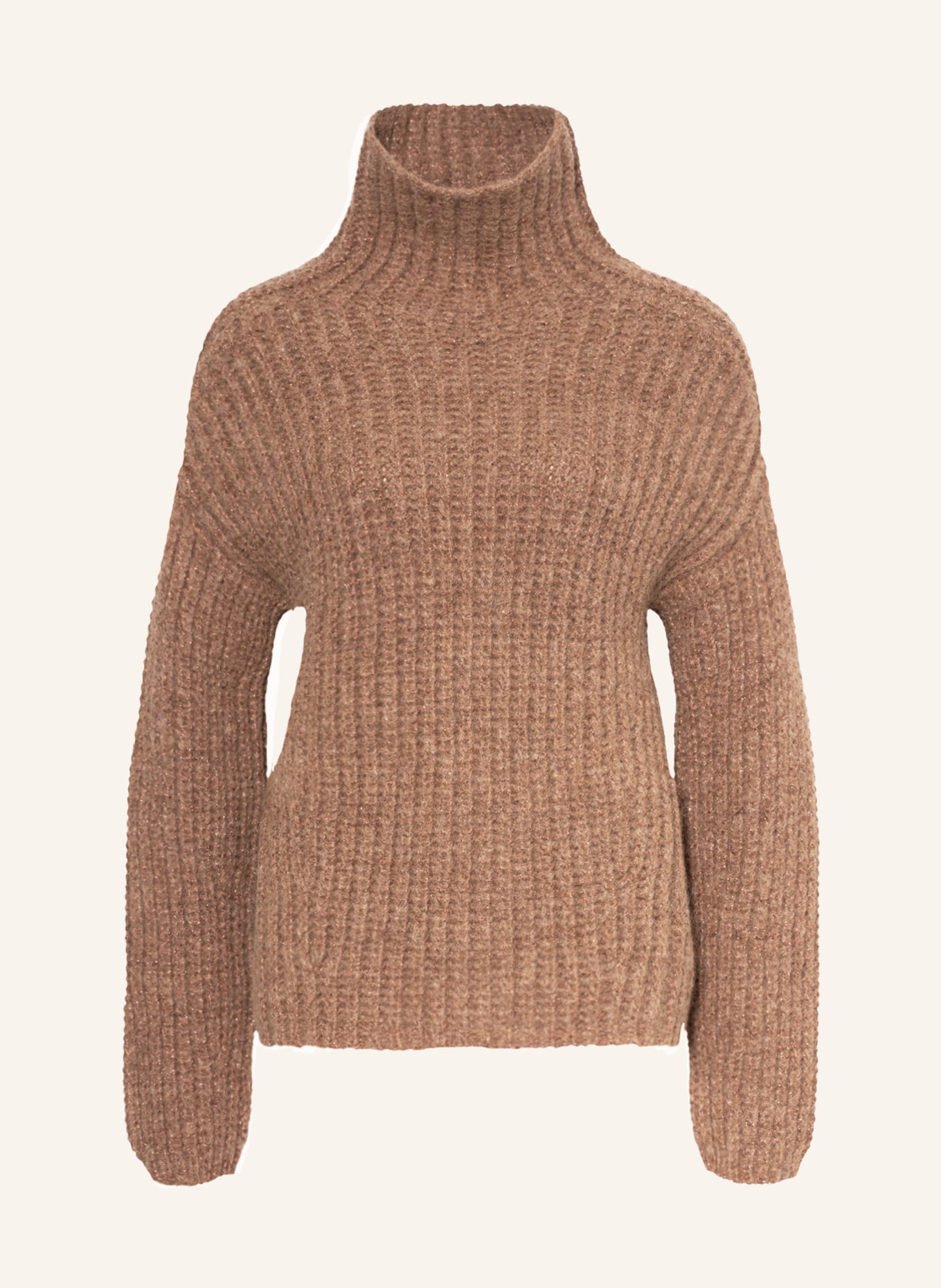 SLY 010 Sweter LENA z dodatkiem alpaki i błyszczącej przędzy , Kolor: BRĄZOWY (Obrazek 1)