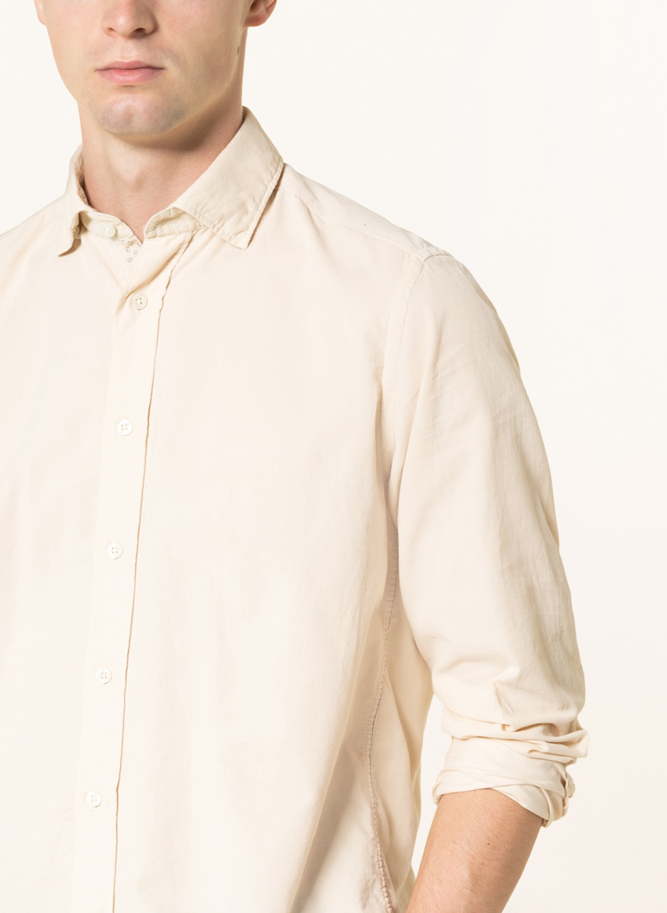 FIL NOIR Corduroy shirt BERGAMO shaped fit , Color: ECRU (Image 4)