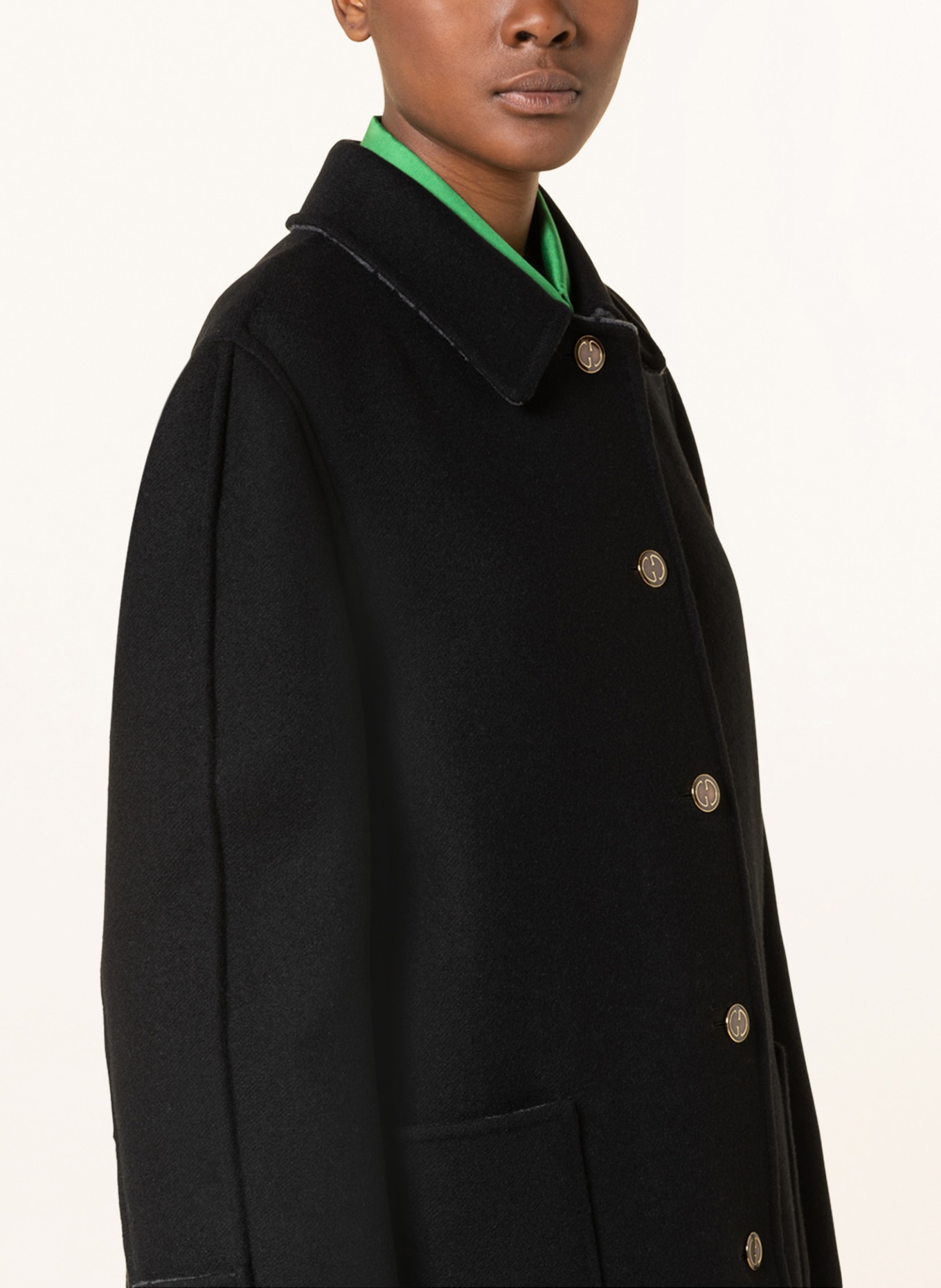 GUCCI Reversible wool coat, Color: 1189 BLACK/GREY (Image 4)