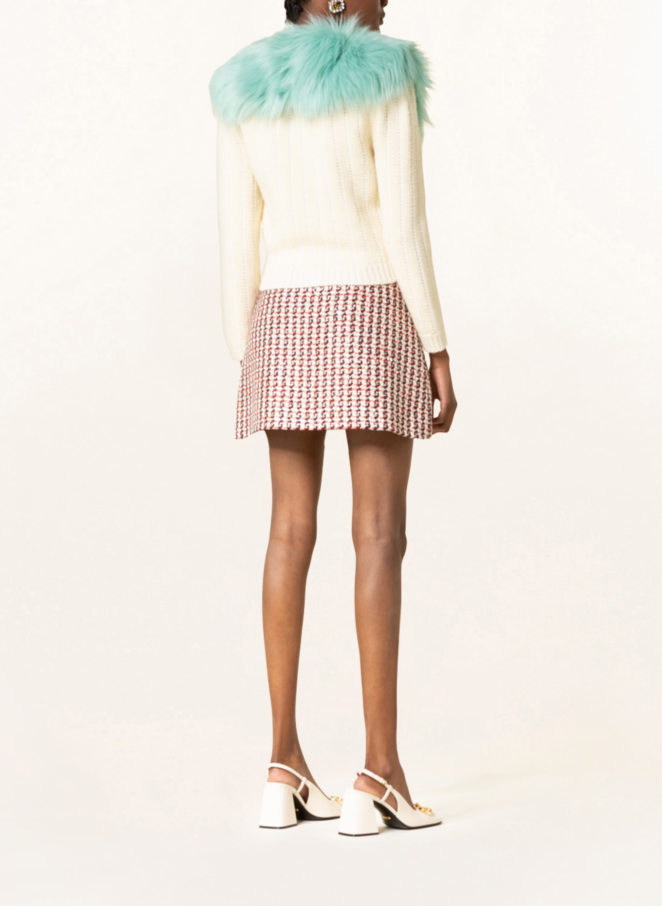 GUCCI Tweed skirt SYLVIE with glitter thread , Color: 9376 Ivory/Red/MC (Image 3)