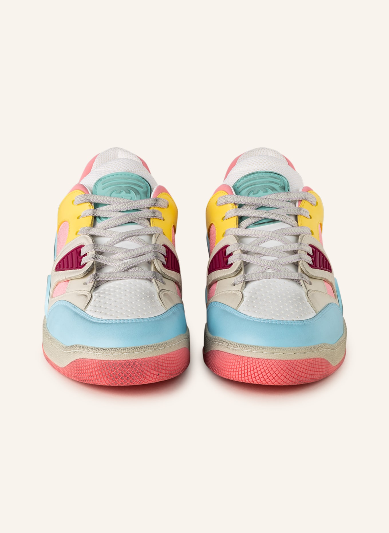 GUCCI Sneakers BASKET, Color: CREAM/ LIGHT BLUE/ YELLOW (Image 3)