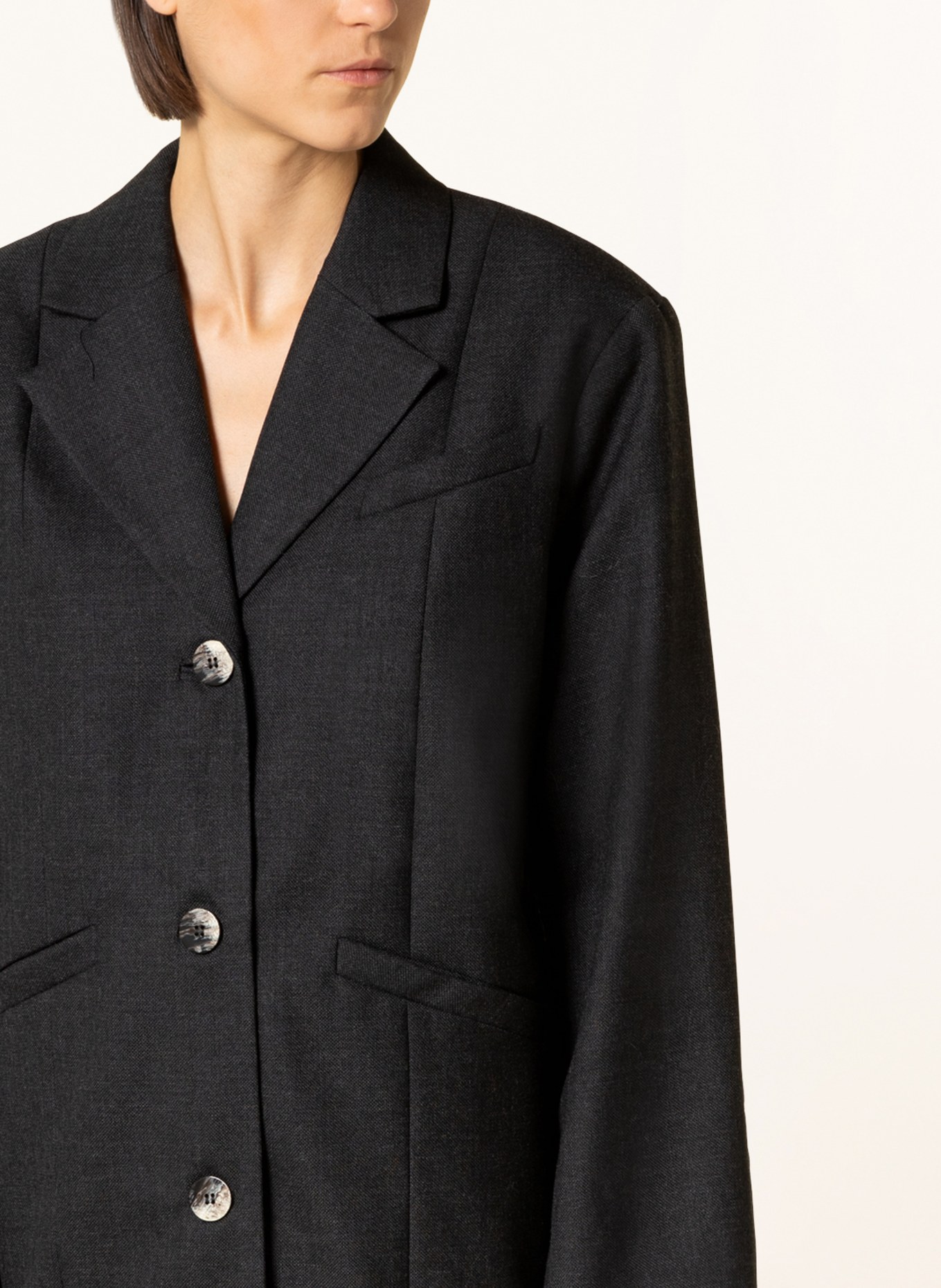 GANNI Oversized blazer, Color: DARK GRAY (Image 4)