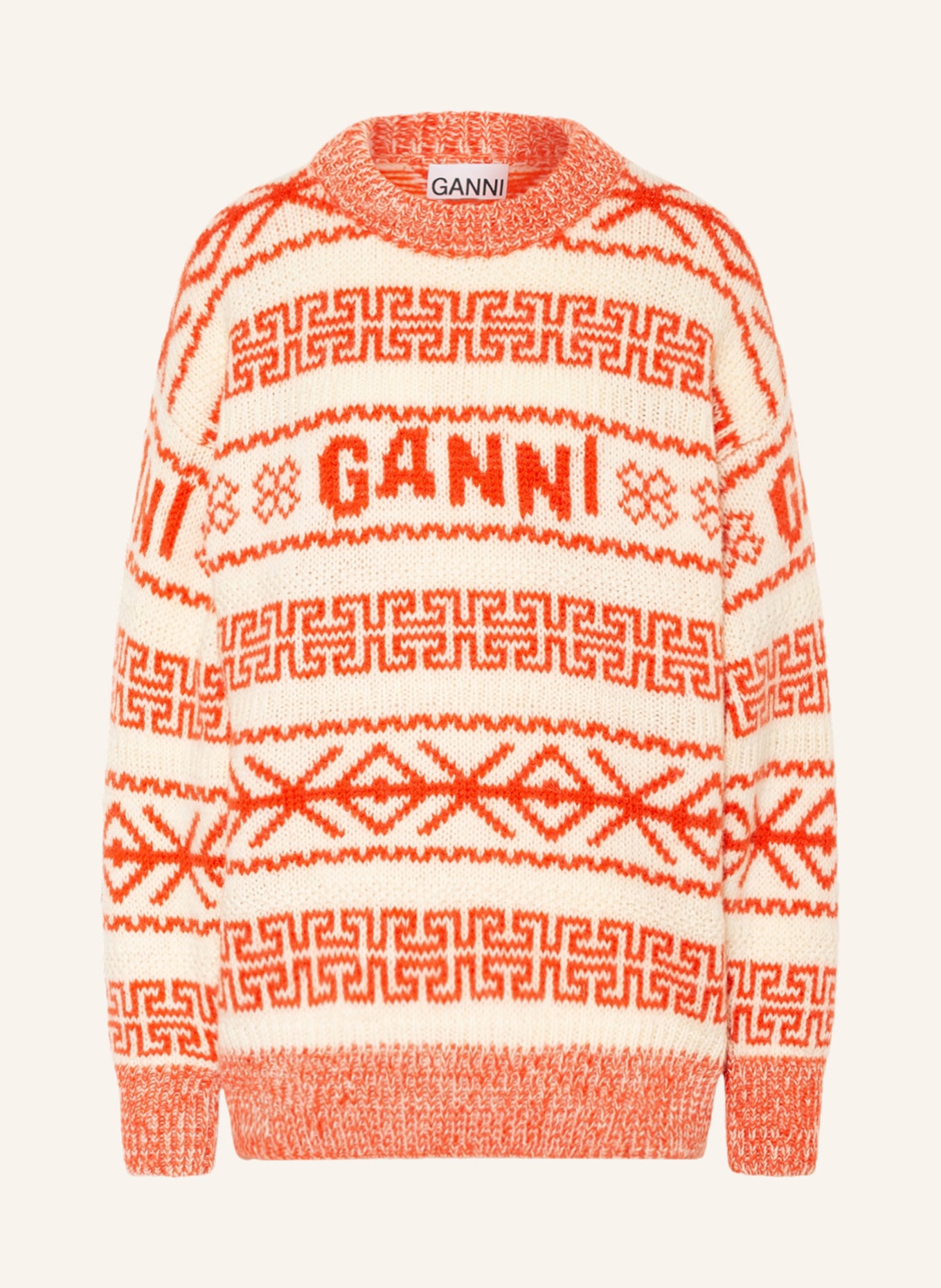 GANNI Sweater , Color: ECRU/ ORANGE (Image 1)