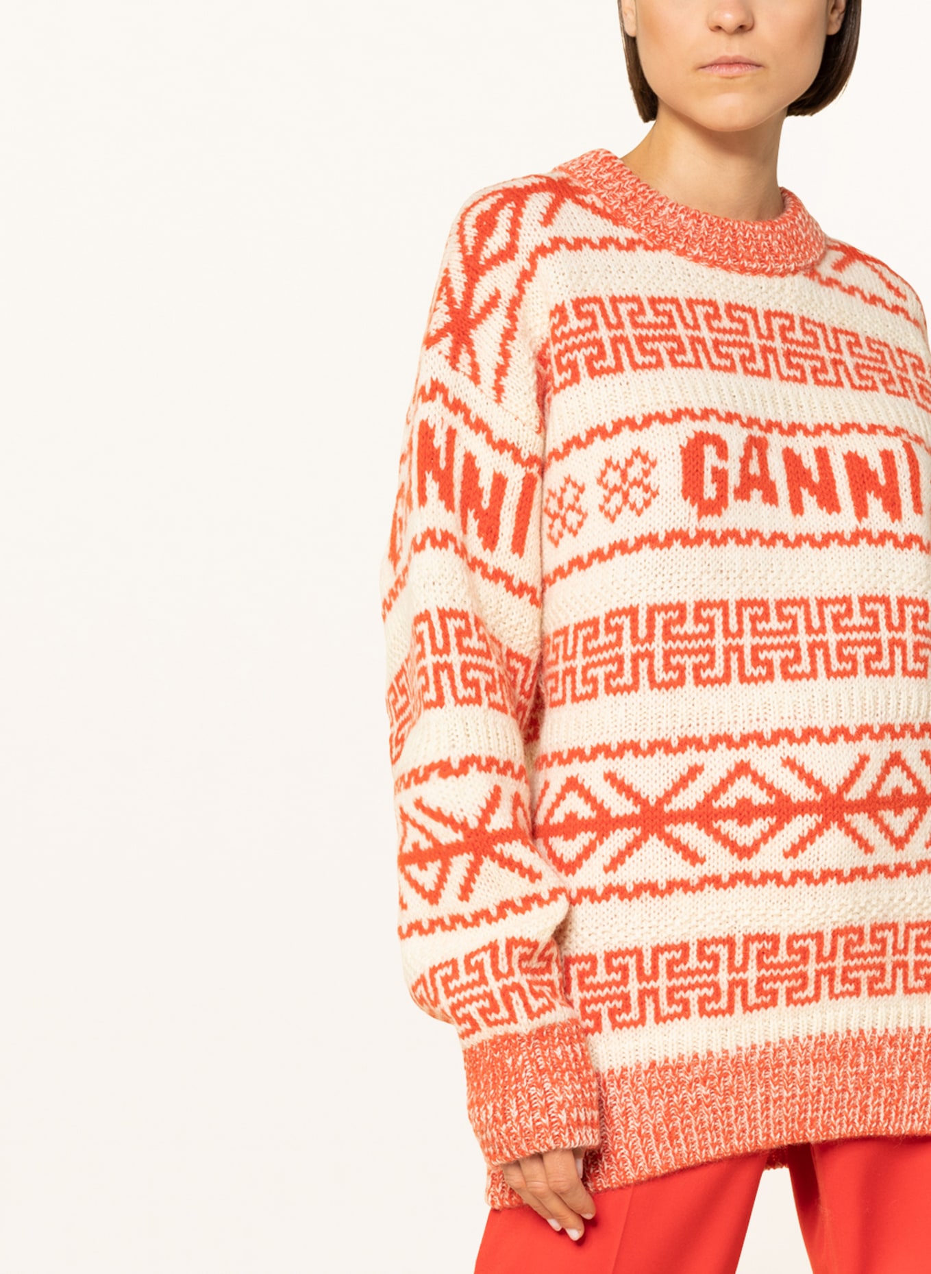 GANNI Sweater , Color: ECRU/ ORANGE (Image 4)
