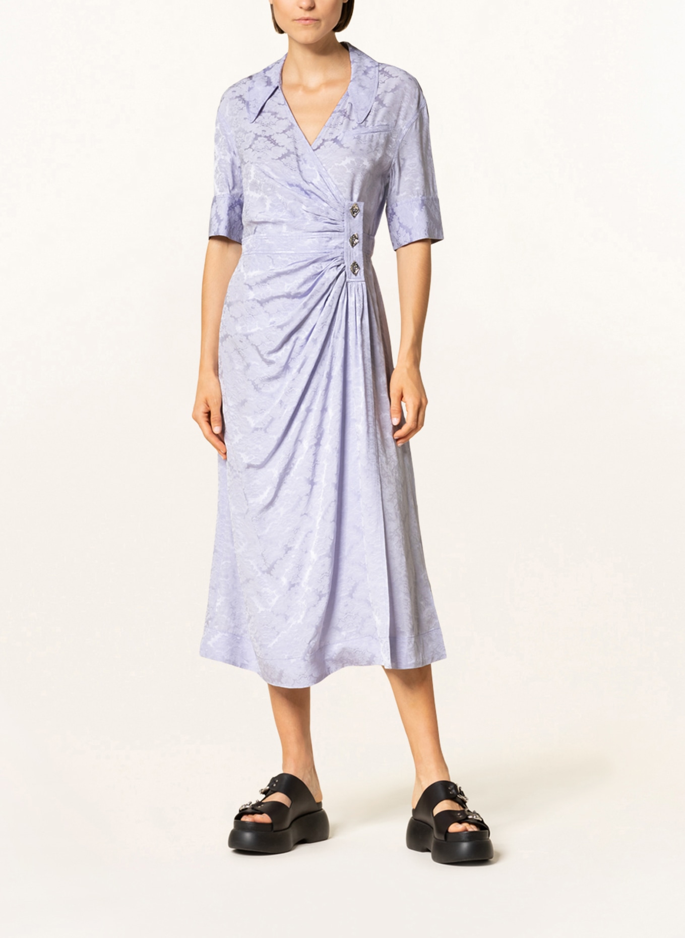 GANNI Dress in wrap look, Color: LIGHT PURPLE (Image 2)