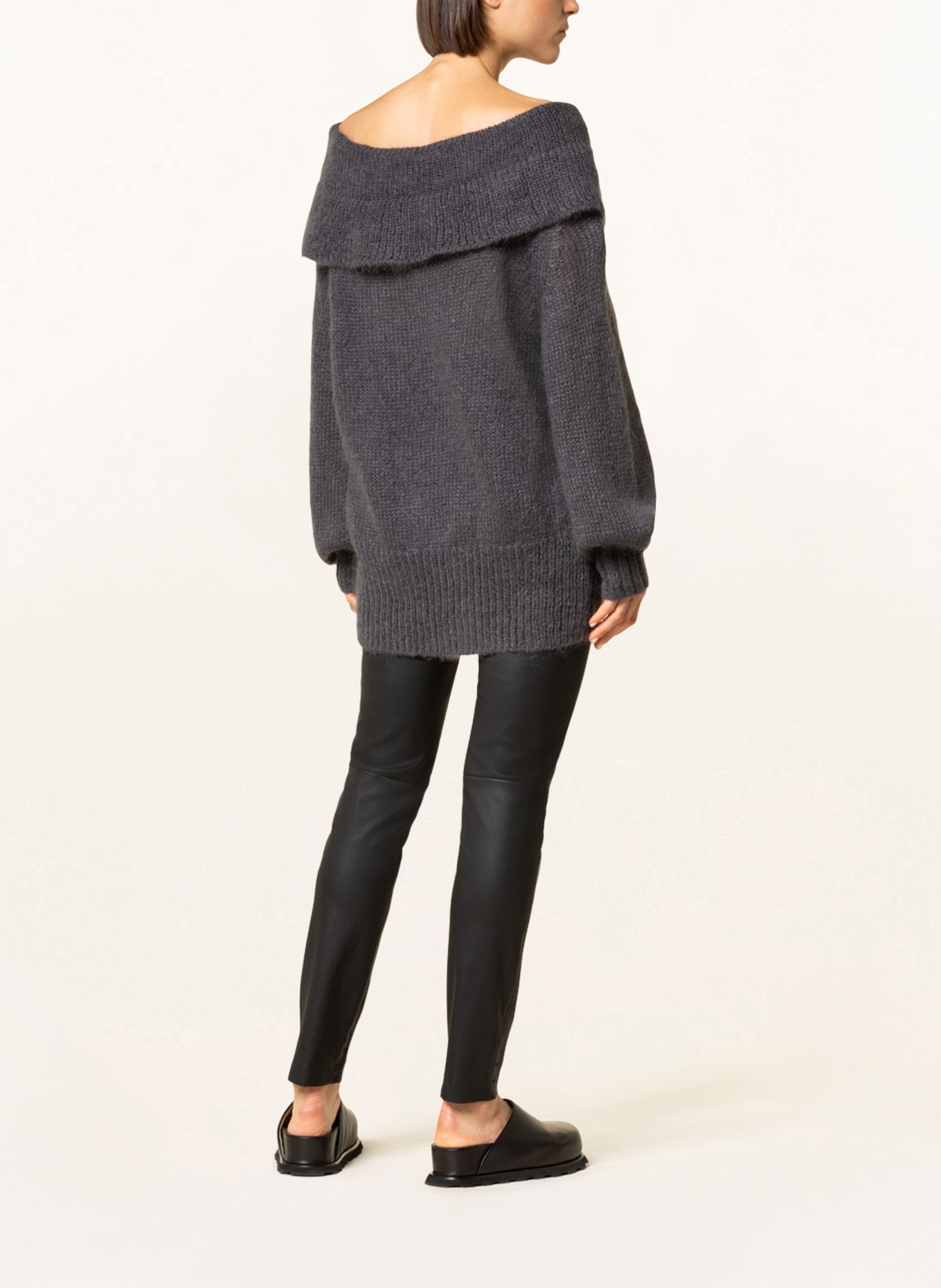 GANNI Off-shoulder sweater with mohair , Color: DARK GRAY (Image 3)