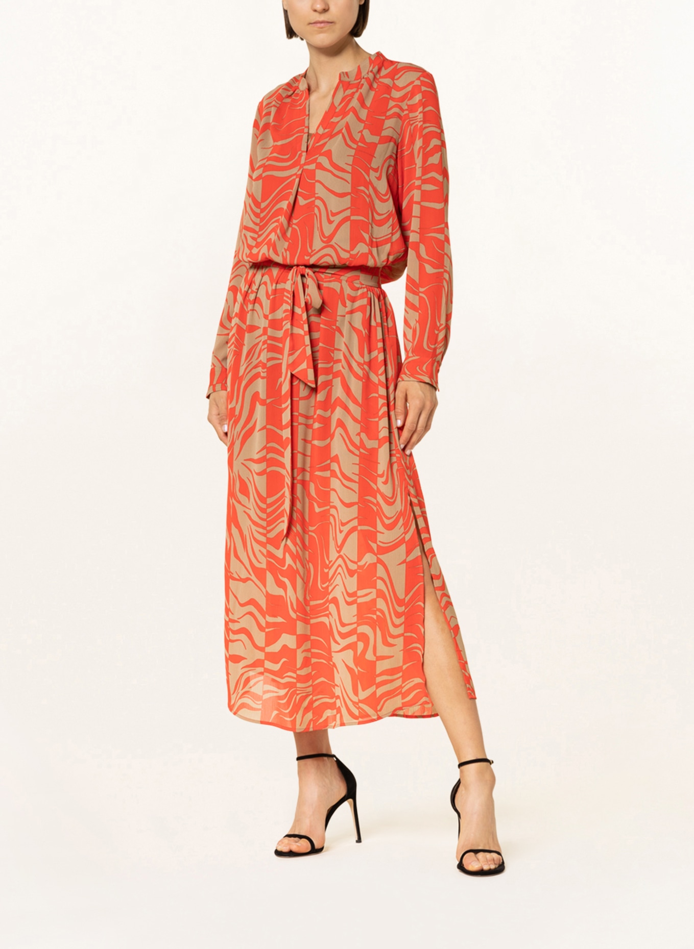 HUGO Dress KALERIA , Color: BEIGE/ RED (Image 2)