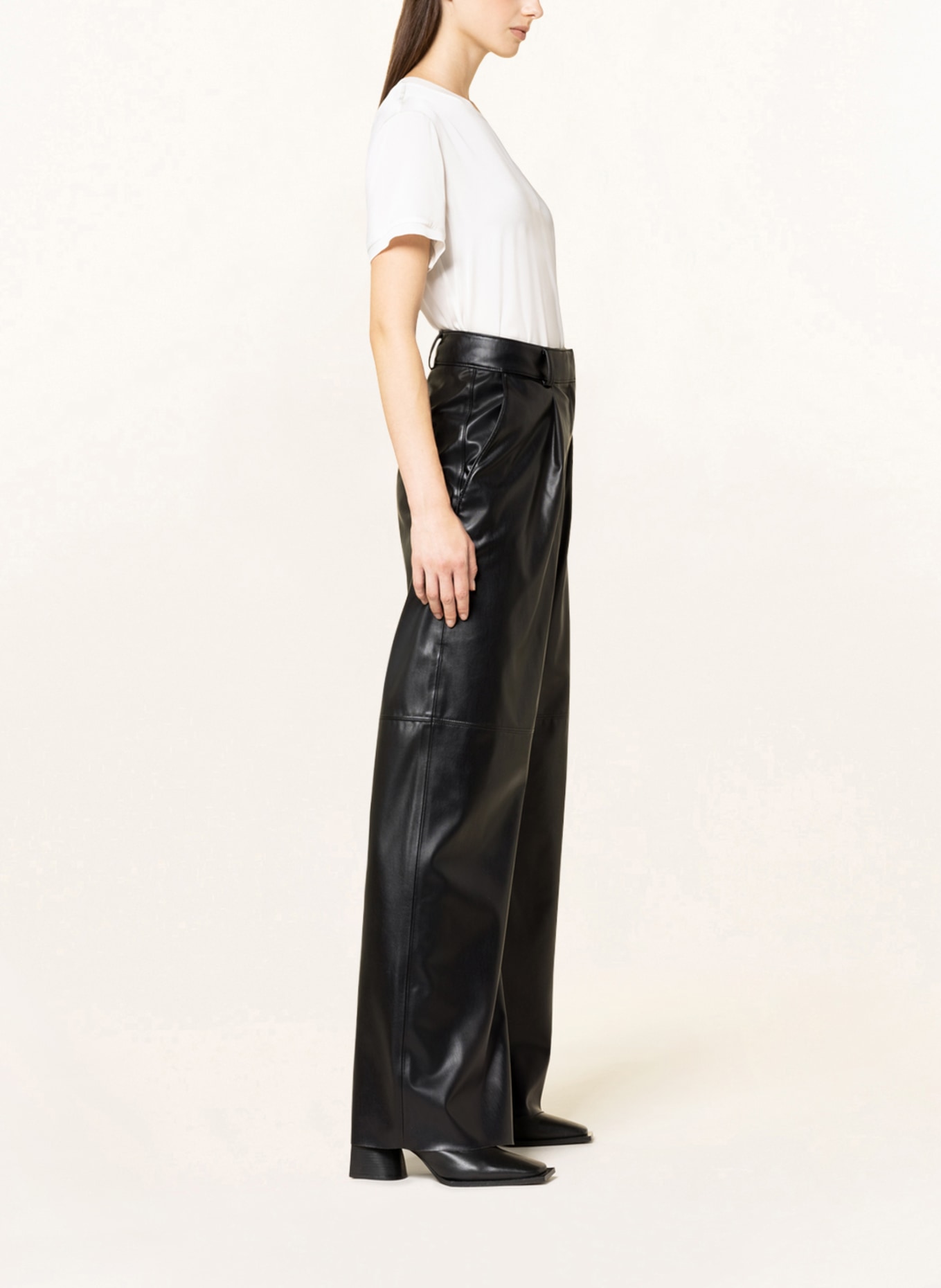 HUGO Pants HEREDE in leather look , Color: BLACK (Image 4)