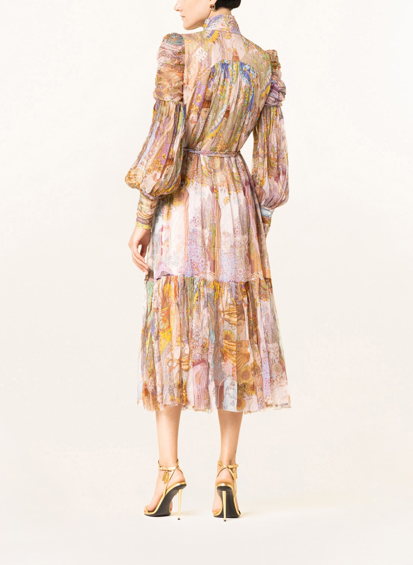 ZIMMERMANN Sil dress KALEIDOSCOPE with glitter thread, Color: SALMON/ LIGHT BLUE/ LIGHT ORANGE (Image 3)
