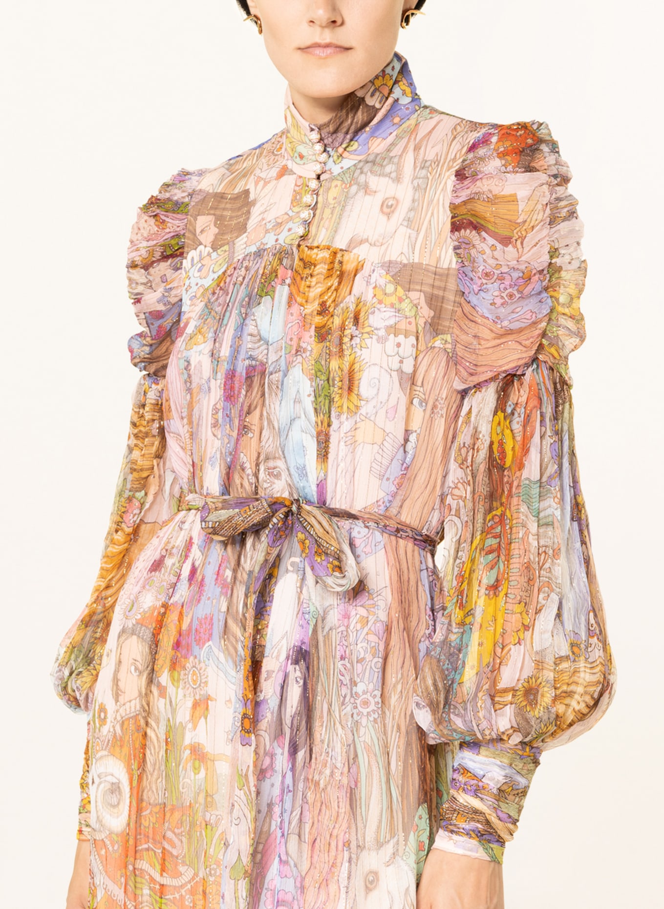 ZIMMERMANN Sil dress KALEIDOSCOPE with glitter thread, Color: SALMON/ LIGHT BLUE/ LIGHT ORANGE (Image 4)
