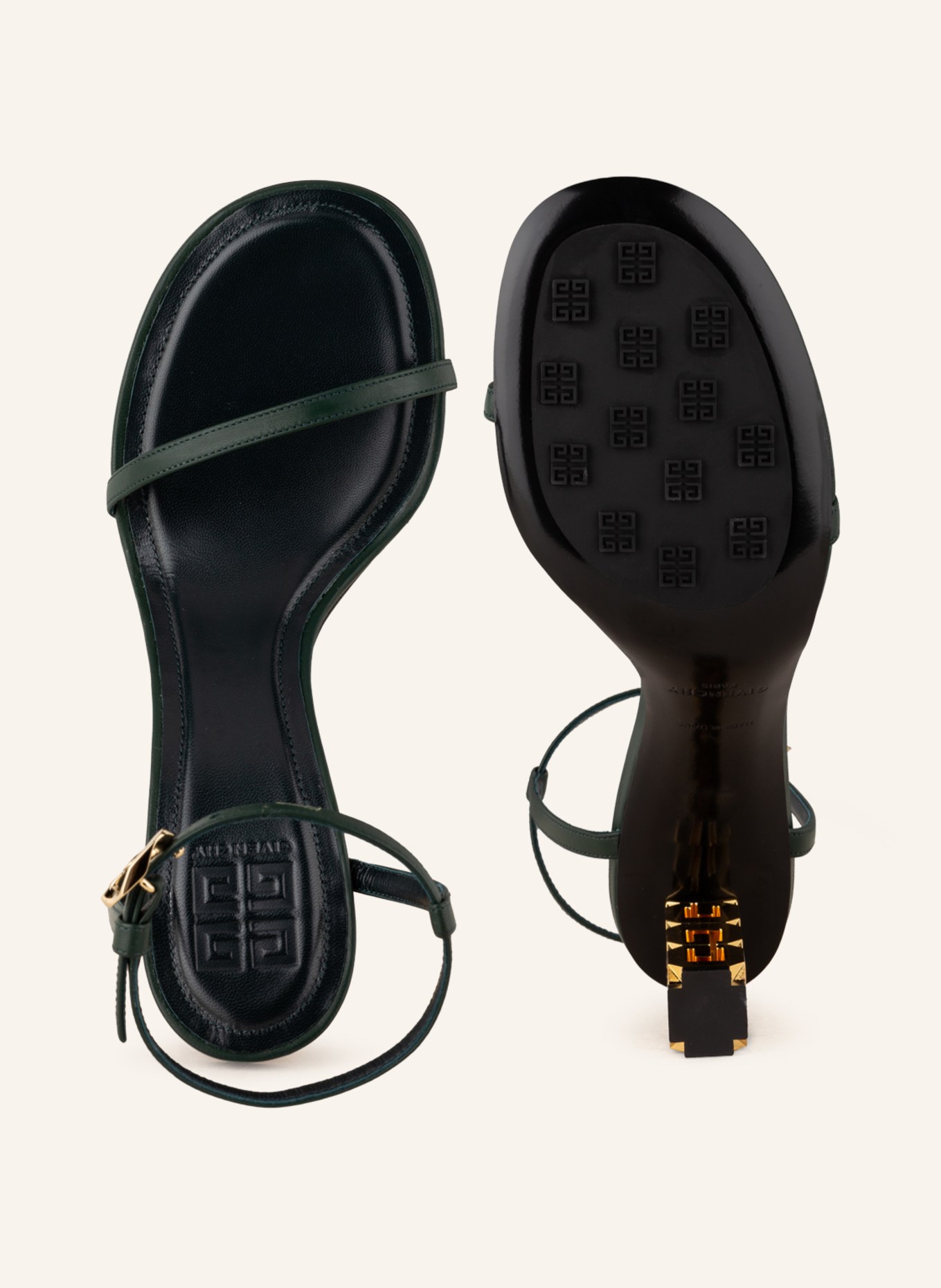 GIVENCHY Sandals G CUBE, Color: DARK GREEN/ GOLD (Image 5)
