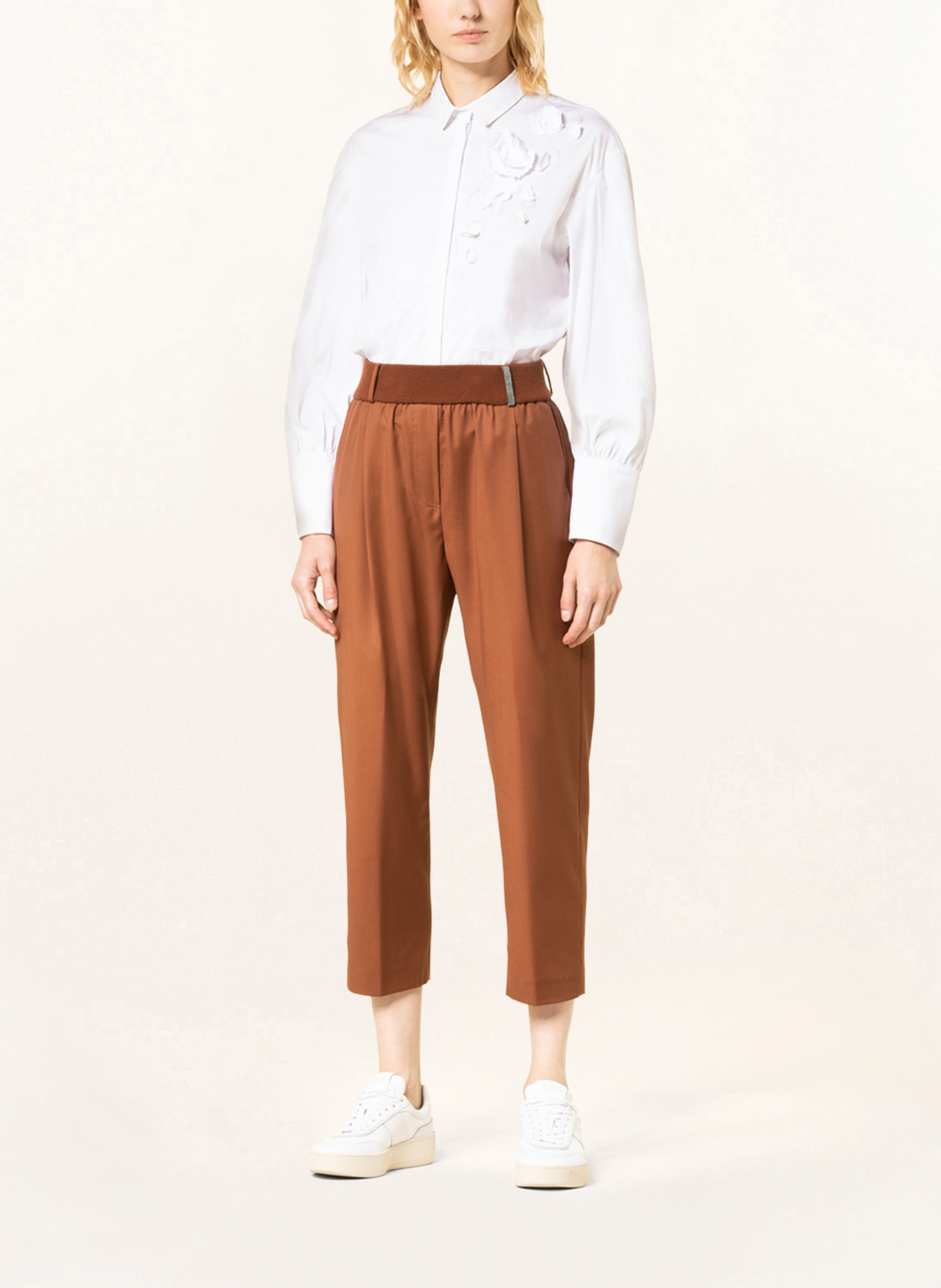 FABIANA FILIPPI 7/8 trousers with decorative gems , Color: BROWN (Image 2)