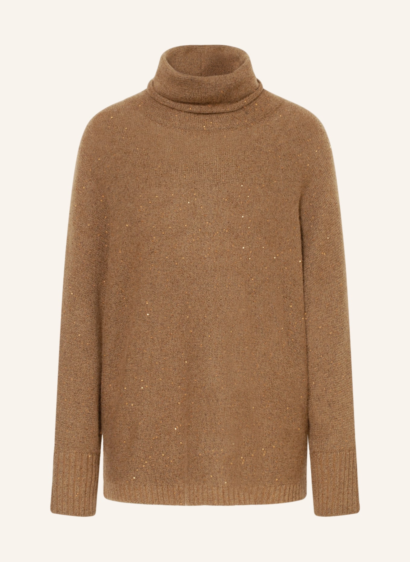 FABIANA FILIPPI Turtleneck sweater with sequins, Color: BROWN (Image 1)