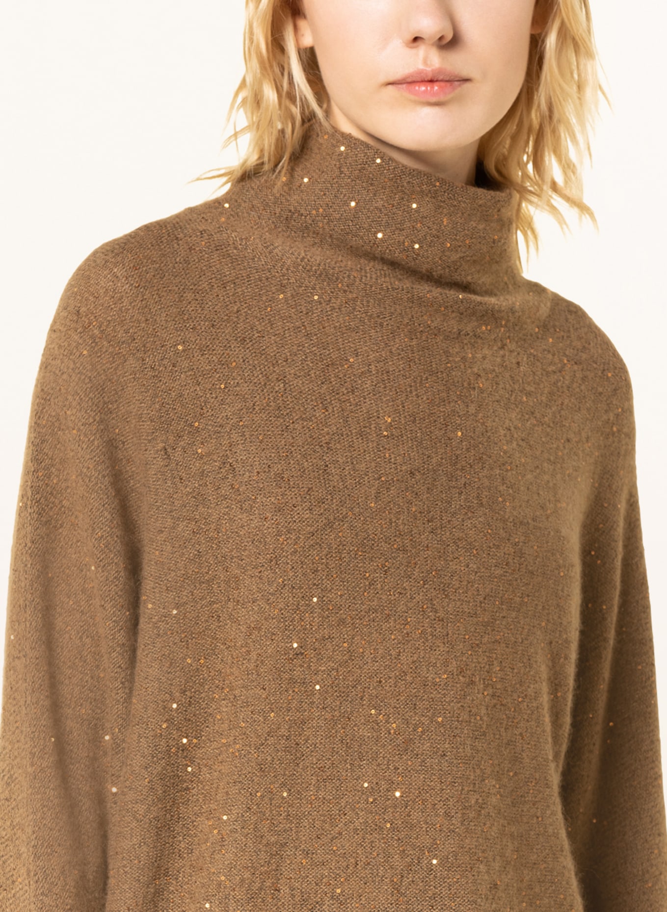 FABIANA FILIPPI Turtleneck sweater with sequins, Color: BROWN (Image 4)