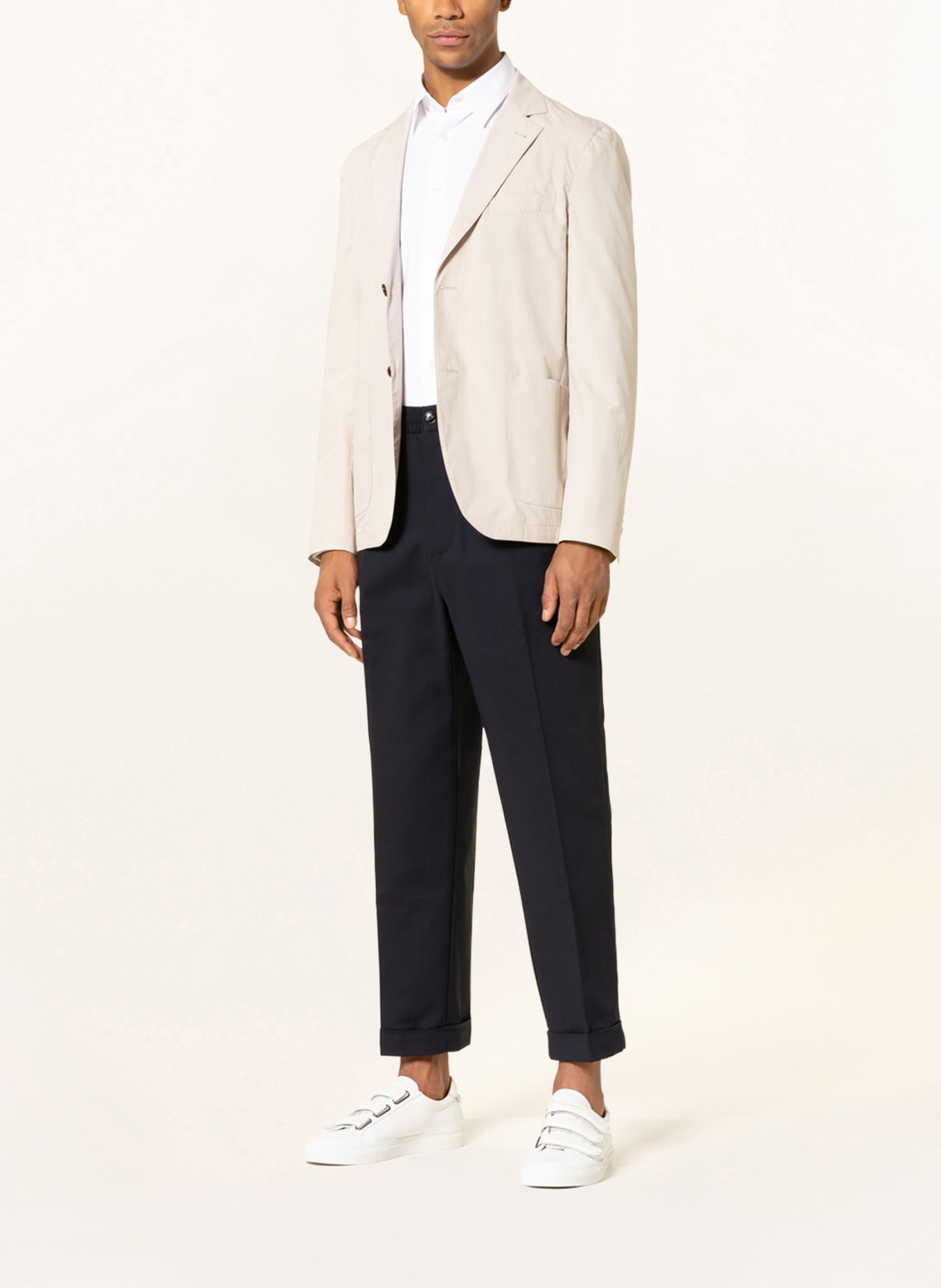 Buy EMPORIO ARMANI Relaxed Fit Flat-Front Trousers | Navy Blue Color Men |  AJIO LUXE