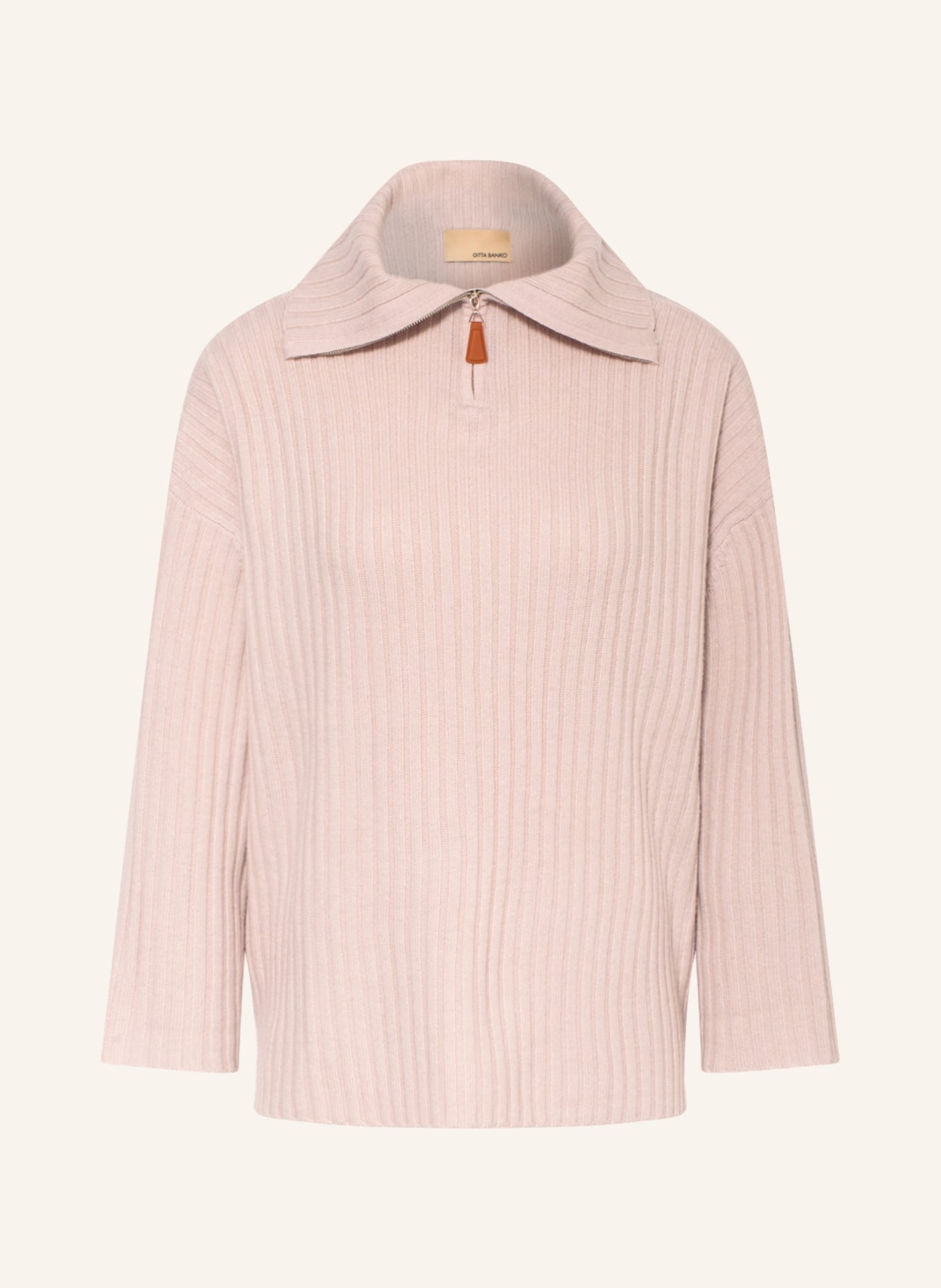 GITTA BANKO Oversized half-zip sweater NALA, Color: ROSE (Image 1)