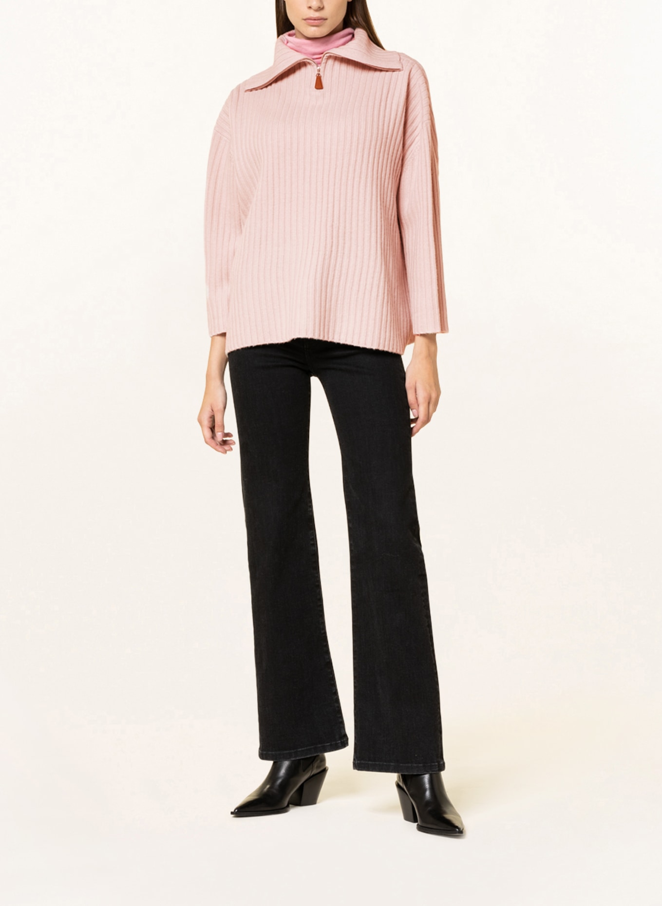 GITTA BANKO Oversized half-zip sweater NALA, Color: ROSE (Image 2)
