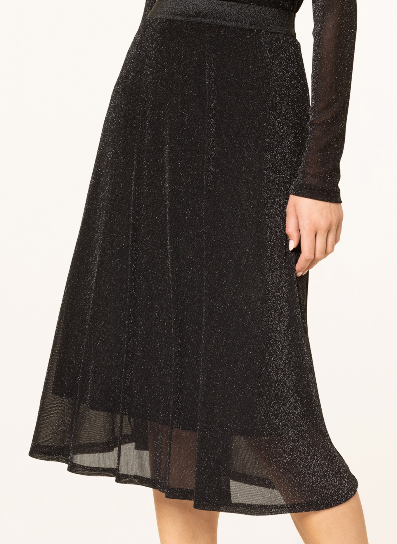 darling harbour Mesh skirt with glitter thread, Color: BLACK (Image 4)