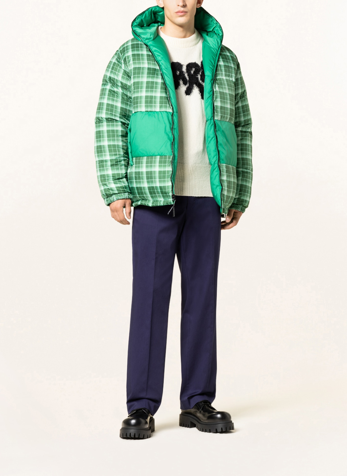 MARNI Oversized reversible down jacket in green