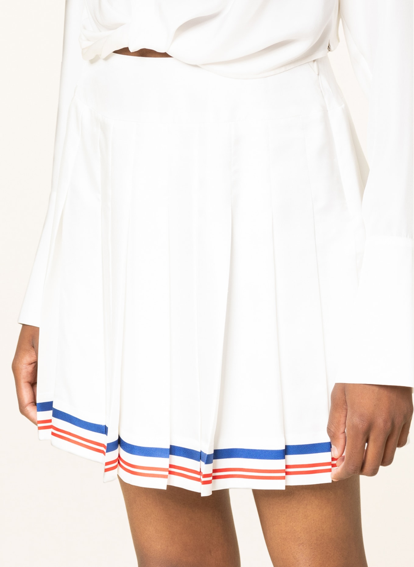 Casablanca Pleated skirt made of silk , Color: WHITE/ DARK BLUE/ RED (Image 4)
