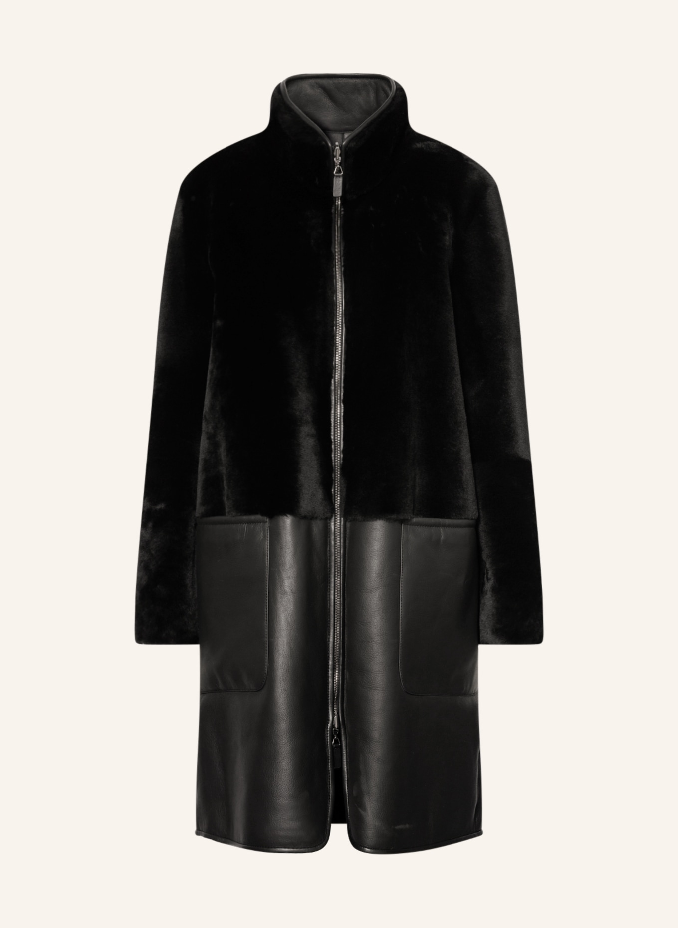 EMPORIO ARMANI Reversible lambskin coat, Color: BLACK (Image 1)
