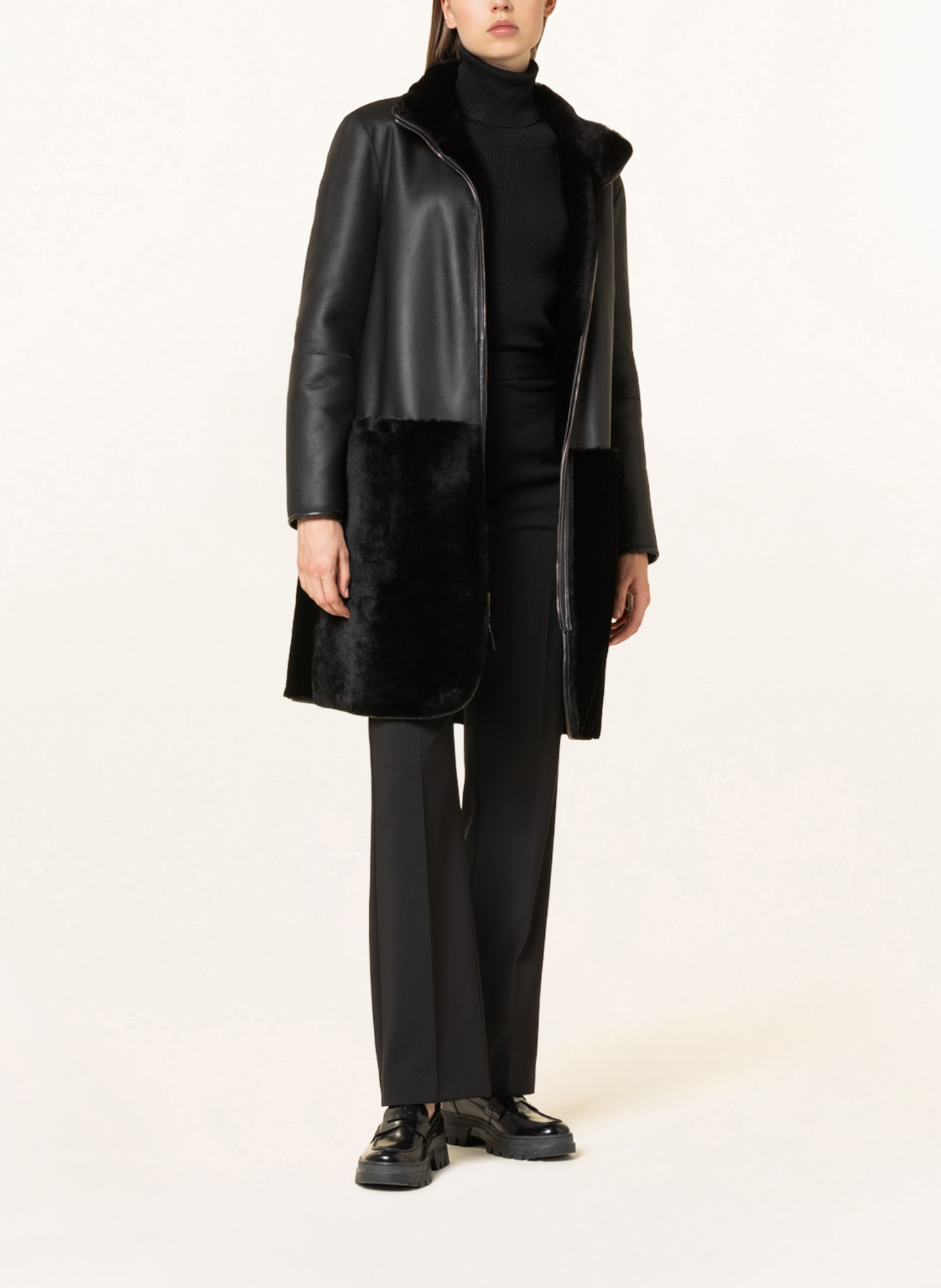 EMPORIO ARMANI Reversible lambskin coat, Color: BLACK (Image 2)
