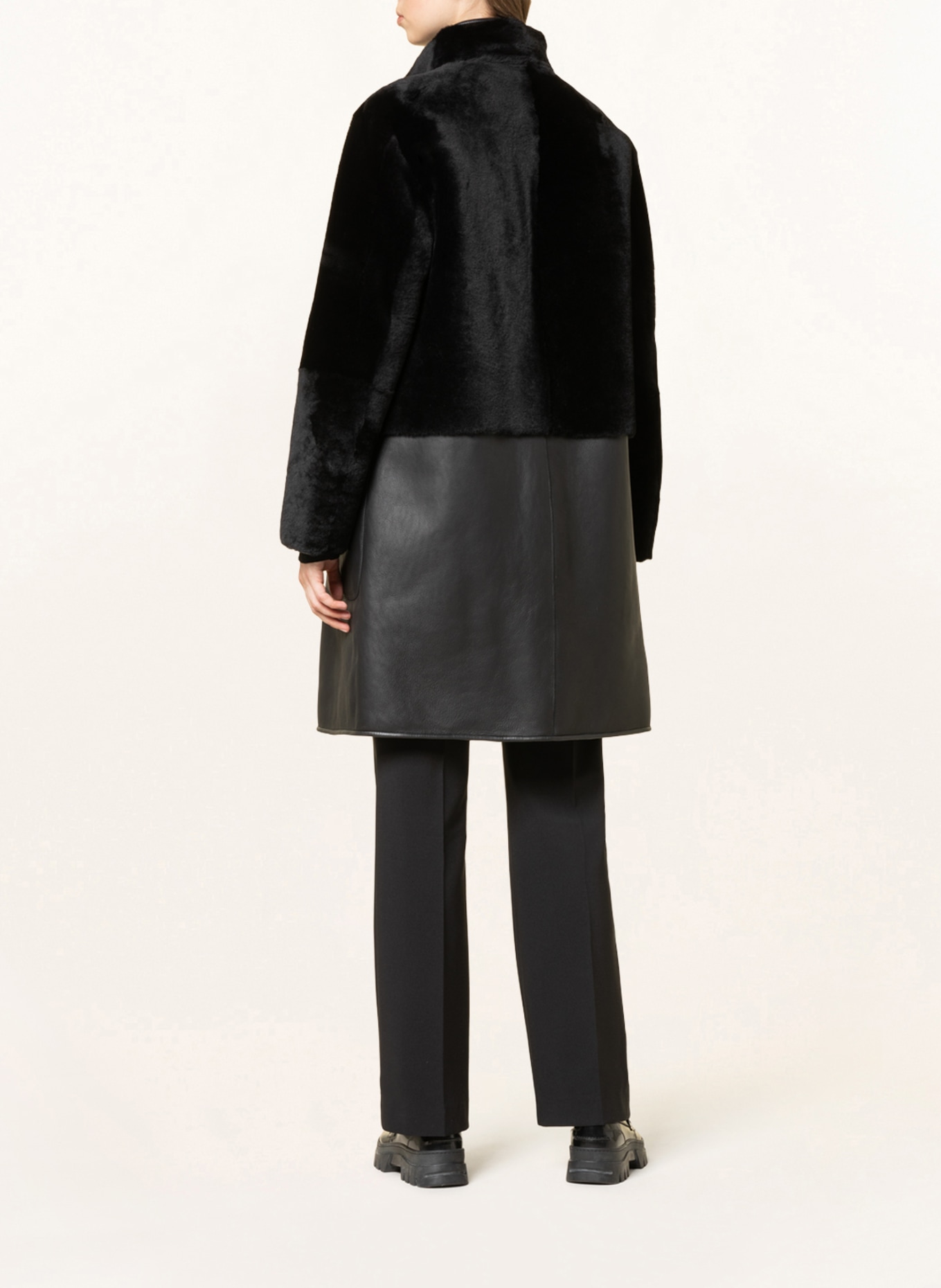 EMPORIO ARMANI Reversible lambskin coat, Color: BLACK (Image 4)