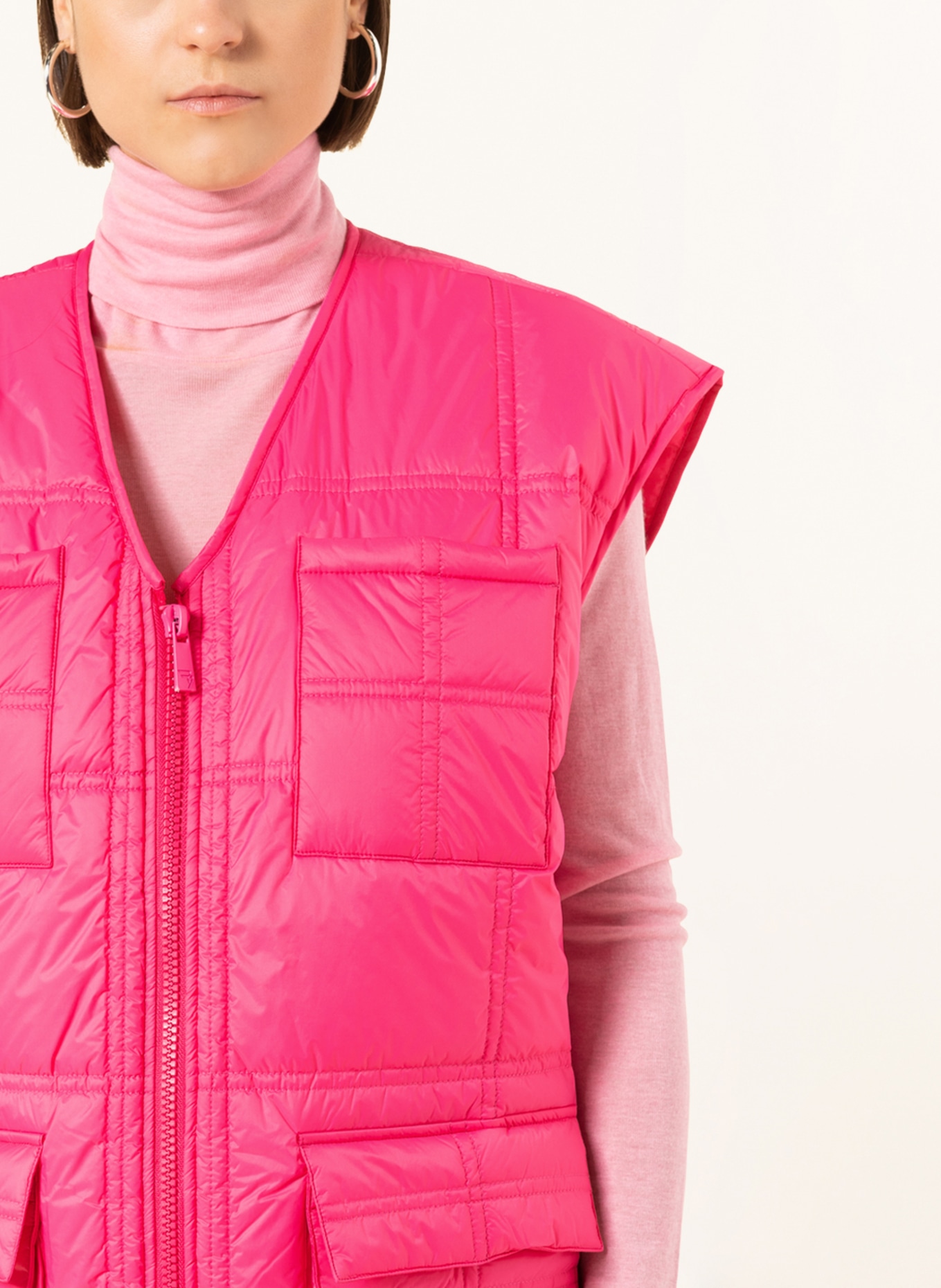 Pink quilted vest shop