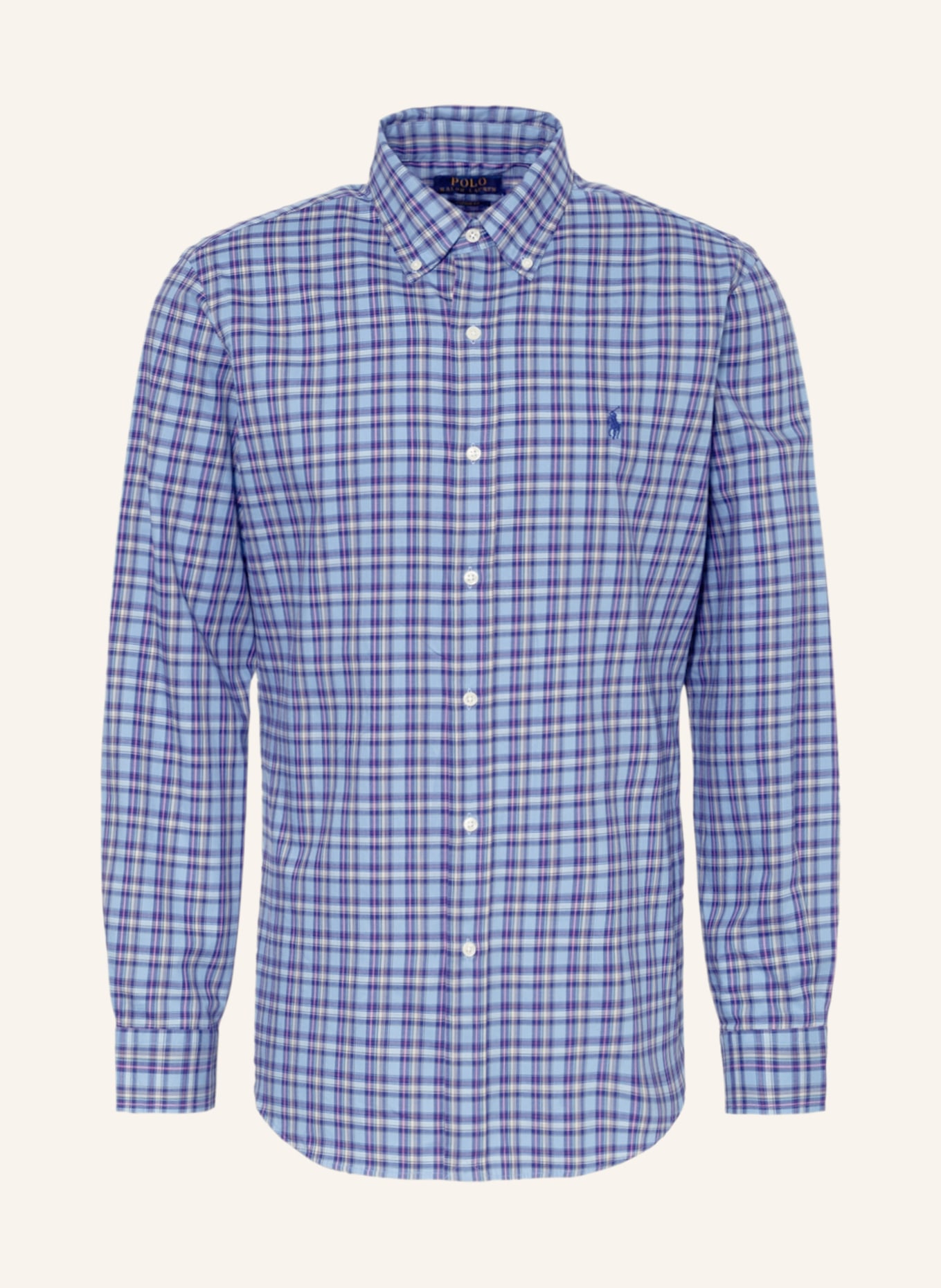 POLO RALPH LAUREN Shirt custom fit, Color: LIGHT BLUE/ PINK/ DARK BLUE (Image 1)