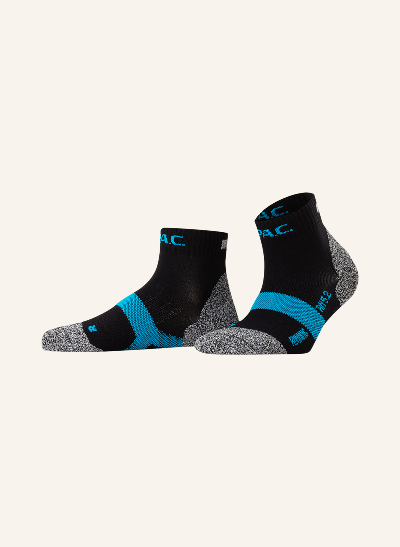 P.A.C. Running socks REFLECTIVE PRO SHORT , Color: 200 Black / Cyan (Image 1)