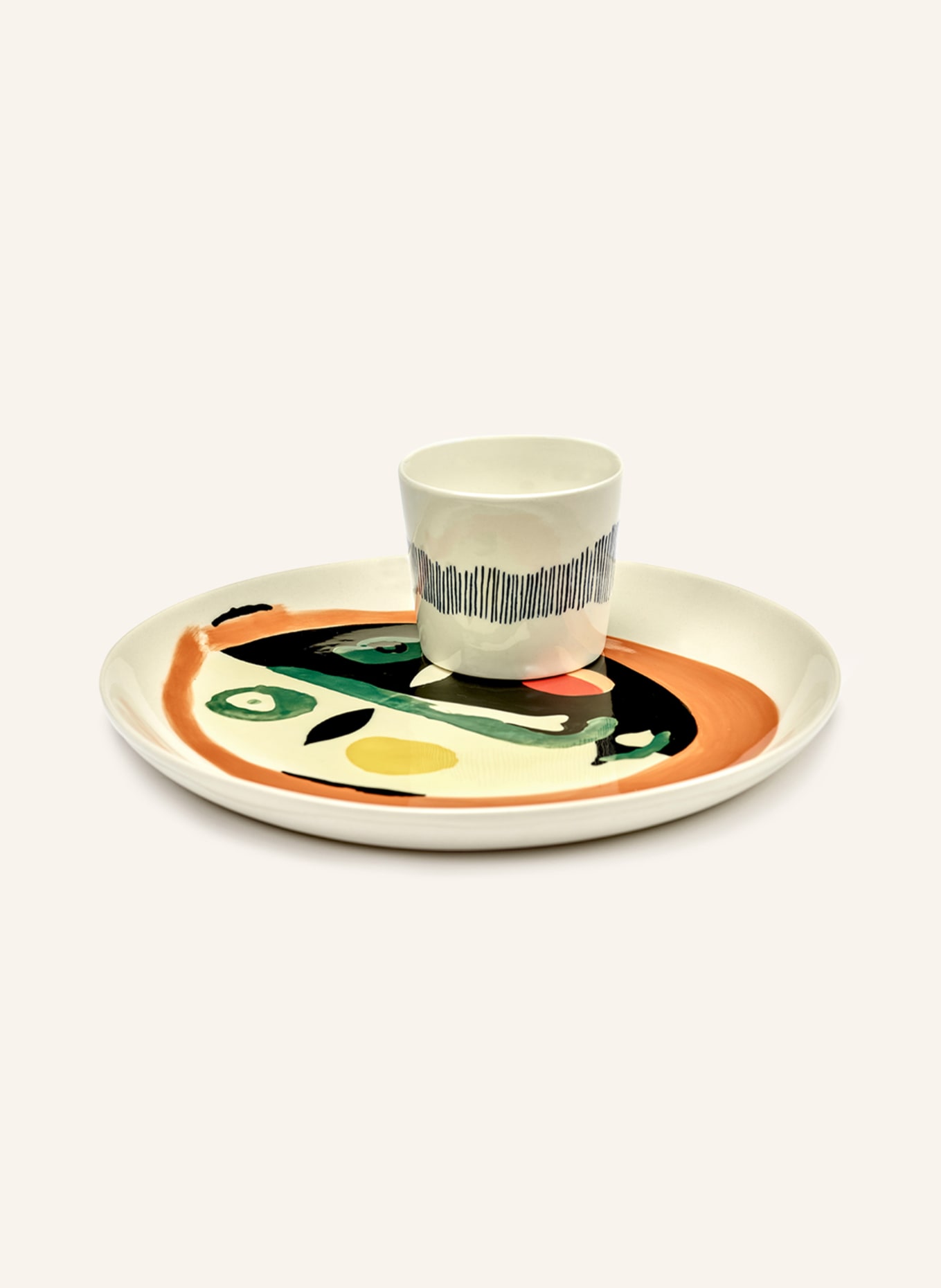 SERAX Dinner plate FEAST, Color: WHITE/ BLACK/ ORANGE (Image 3)