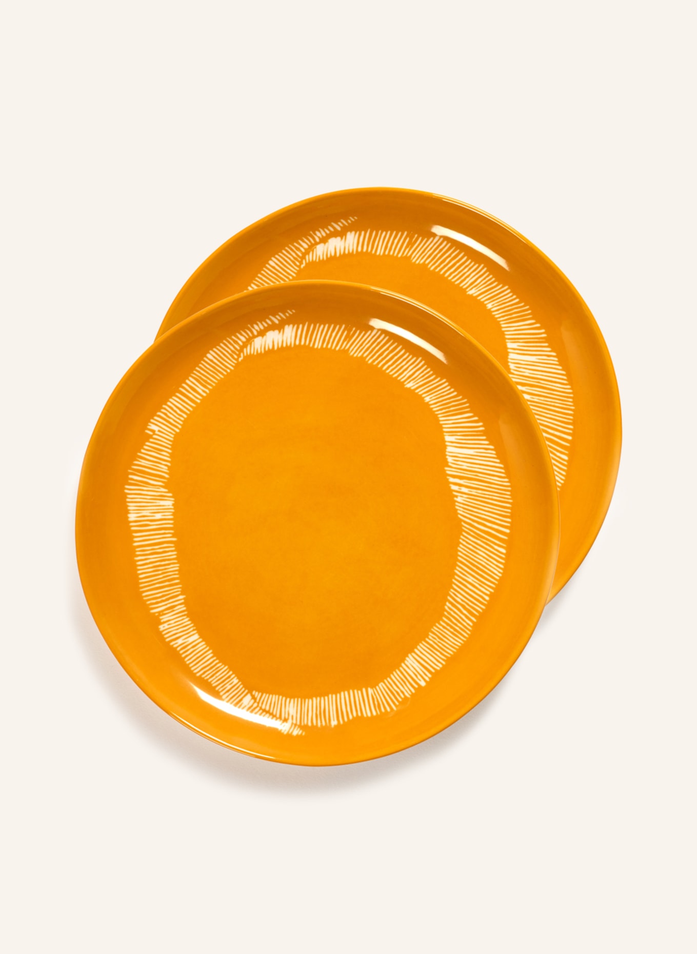 SERAX Set of 2 dinner plates FEAST, Color: YELLOW/ WHITE (Image 1)