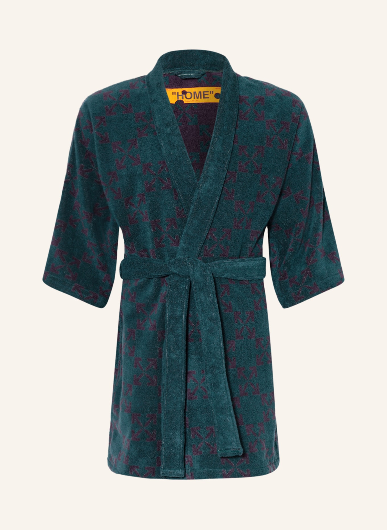 Off-White Home Unisex bathrobe, Color: DARK GREEN/ DARK PURPLE (Image 1)