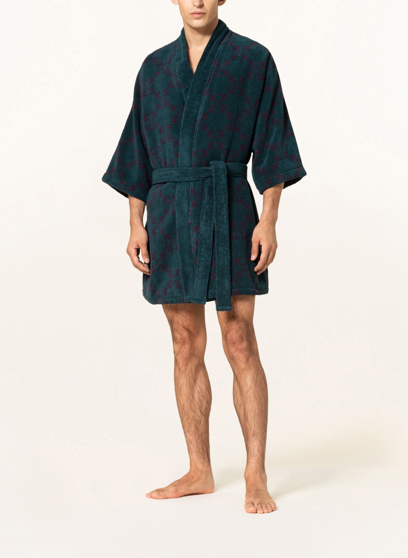 Off-White Home Unisex bathrobe, Color: DARK GREEN/ DARK PURPLE (Image 2)