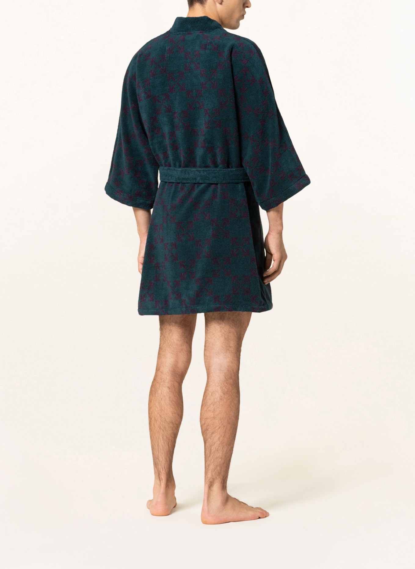 Off-White Home Unisex bathrobe, Color: DARK GREEN/ DARK PURPLE (Image 3)