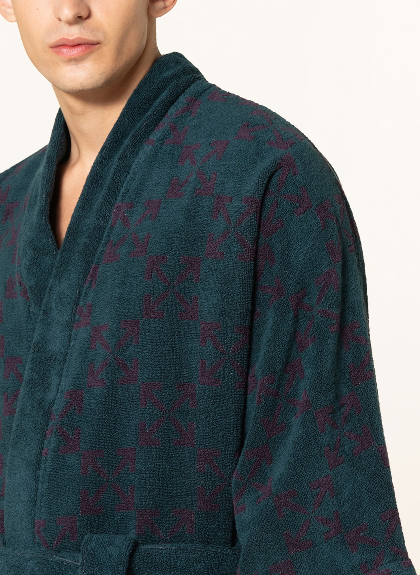 Off-White Home Unisex bathrobe, Color: DARK GREEN/ DARK PURPLE (Image 4)