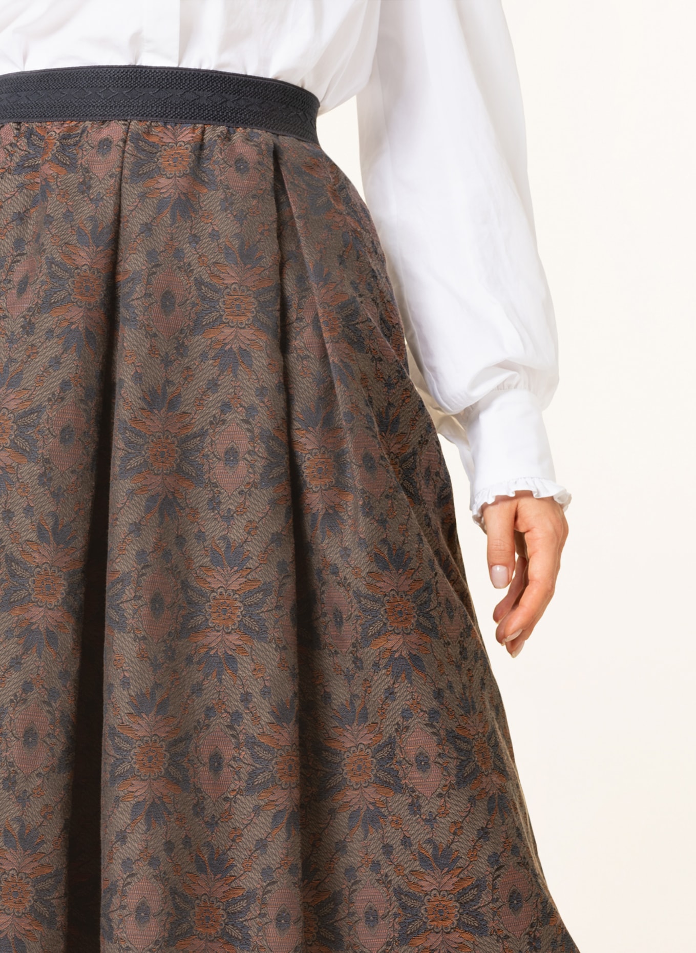 KINGA MATHE Skirt SABIA, Color: DARK GRAY/ TAUPE/ ORANGE (Image 4)