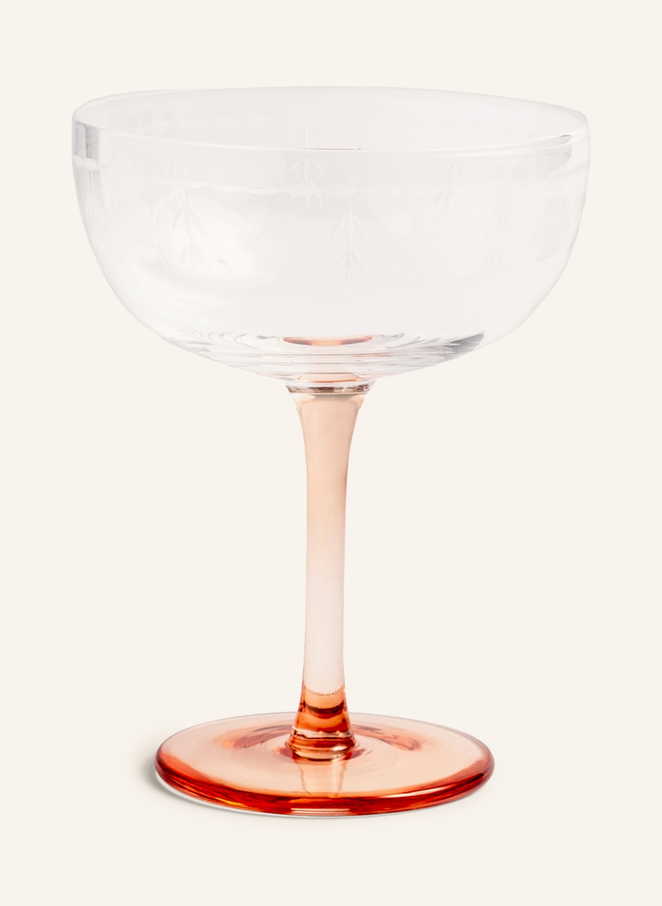 &k amsterdam Set of 2 champagne glasses CHAMPAGNE FLORAL, Color: WHITE/ LIGHT ORANGE (Image 2)
