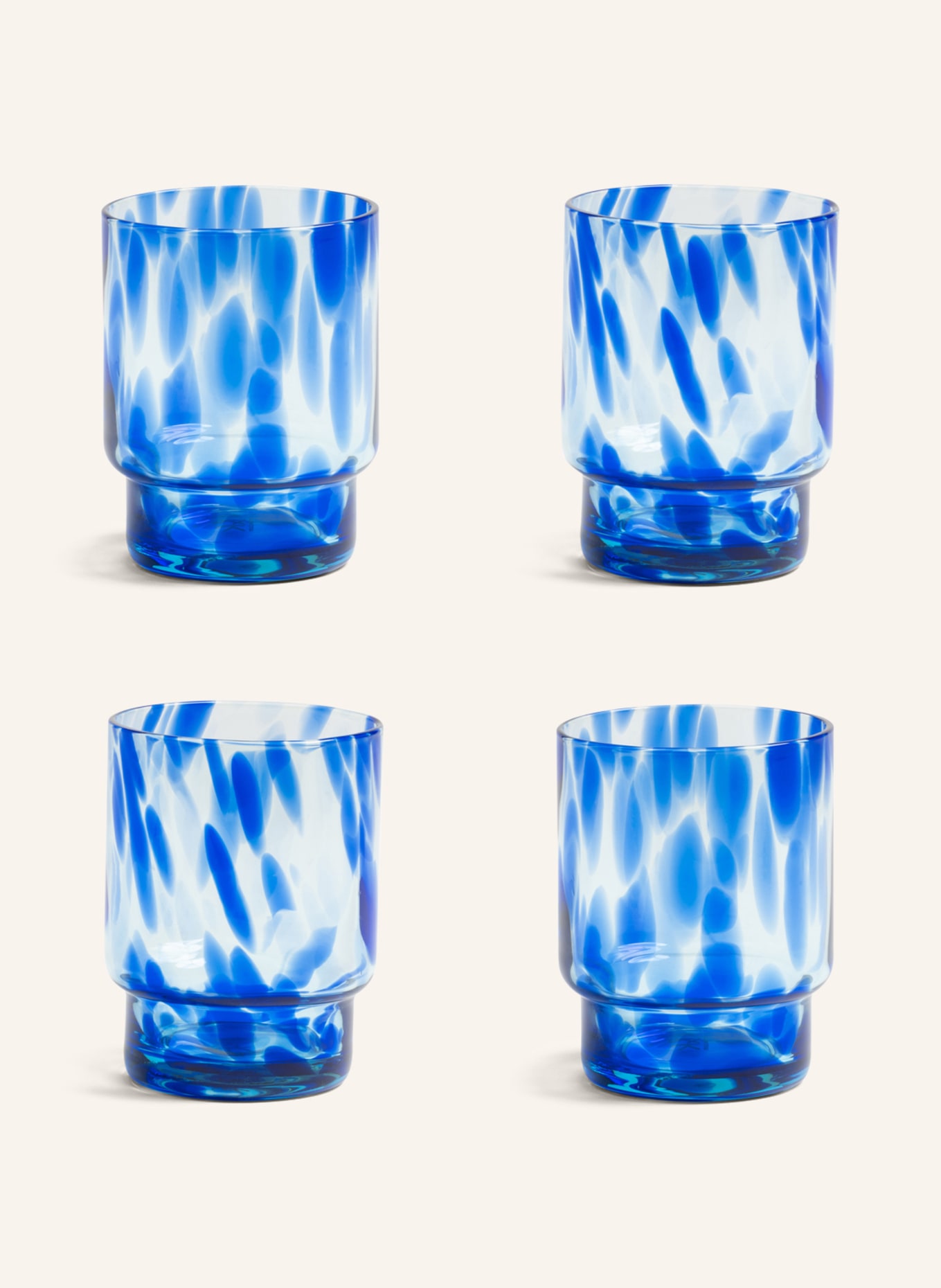 &k amsterdam 4er-Set Trinkgläser TORTOISE: BLAU