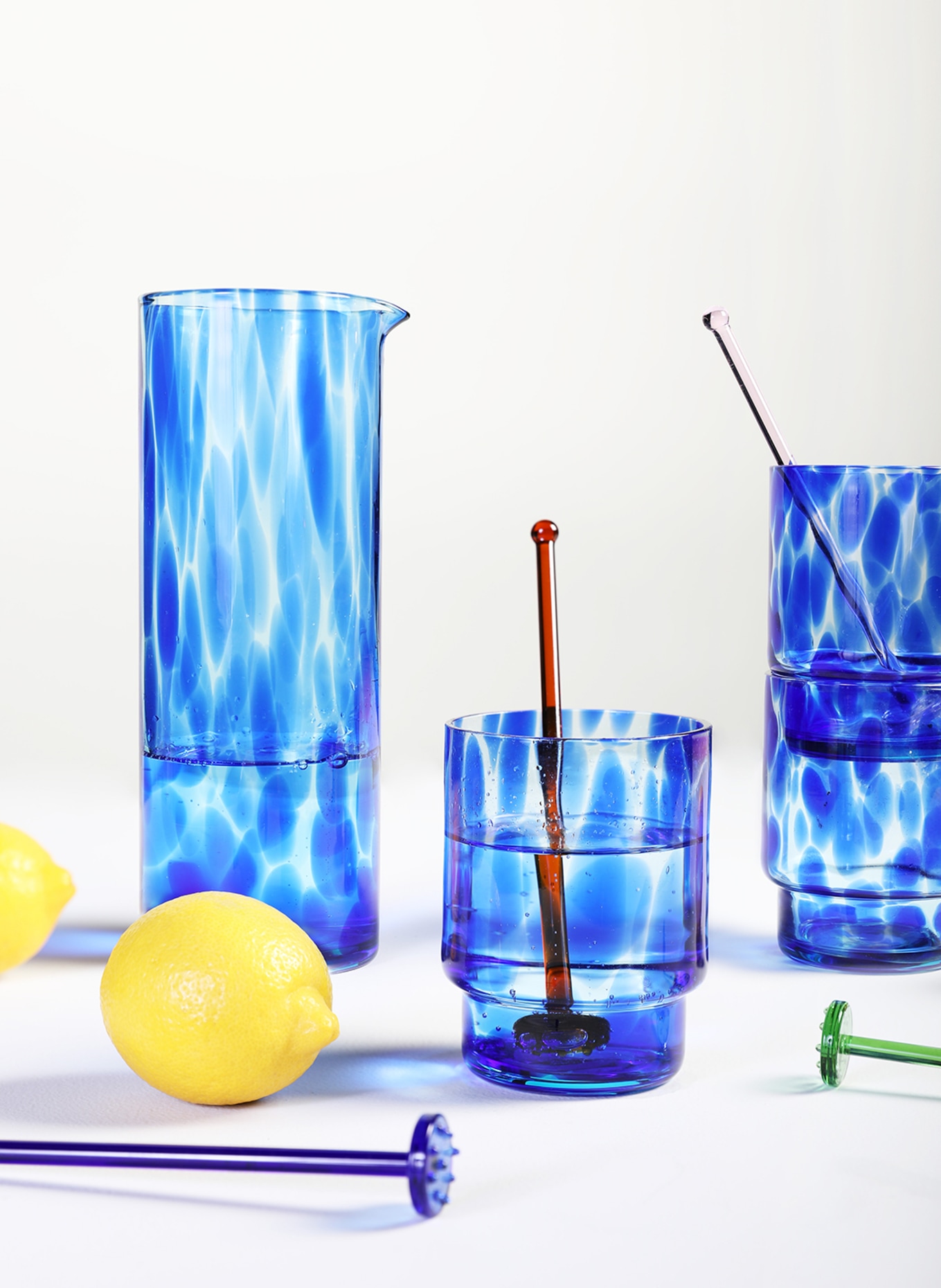 &k amsterdam 4er-Set Trinkgläser TORTOISE: BLAU