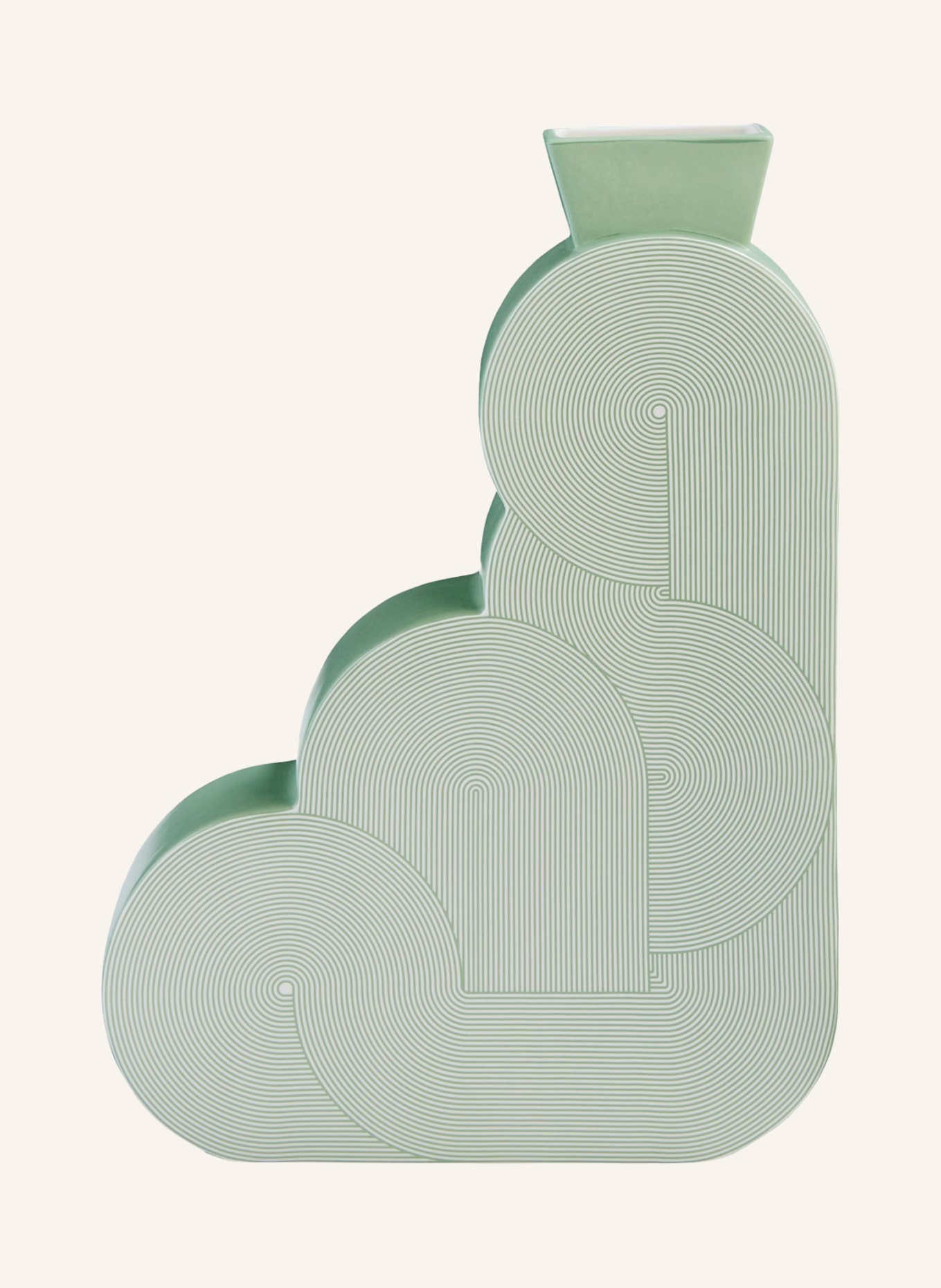 JONATHAN ADLER Vase POMPIDOU CORNER, Farbe: HELLGRÜN/ CREME (Bild 1)