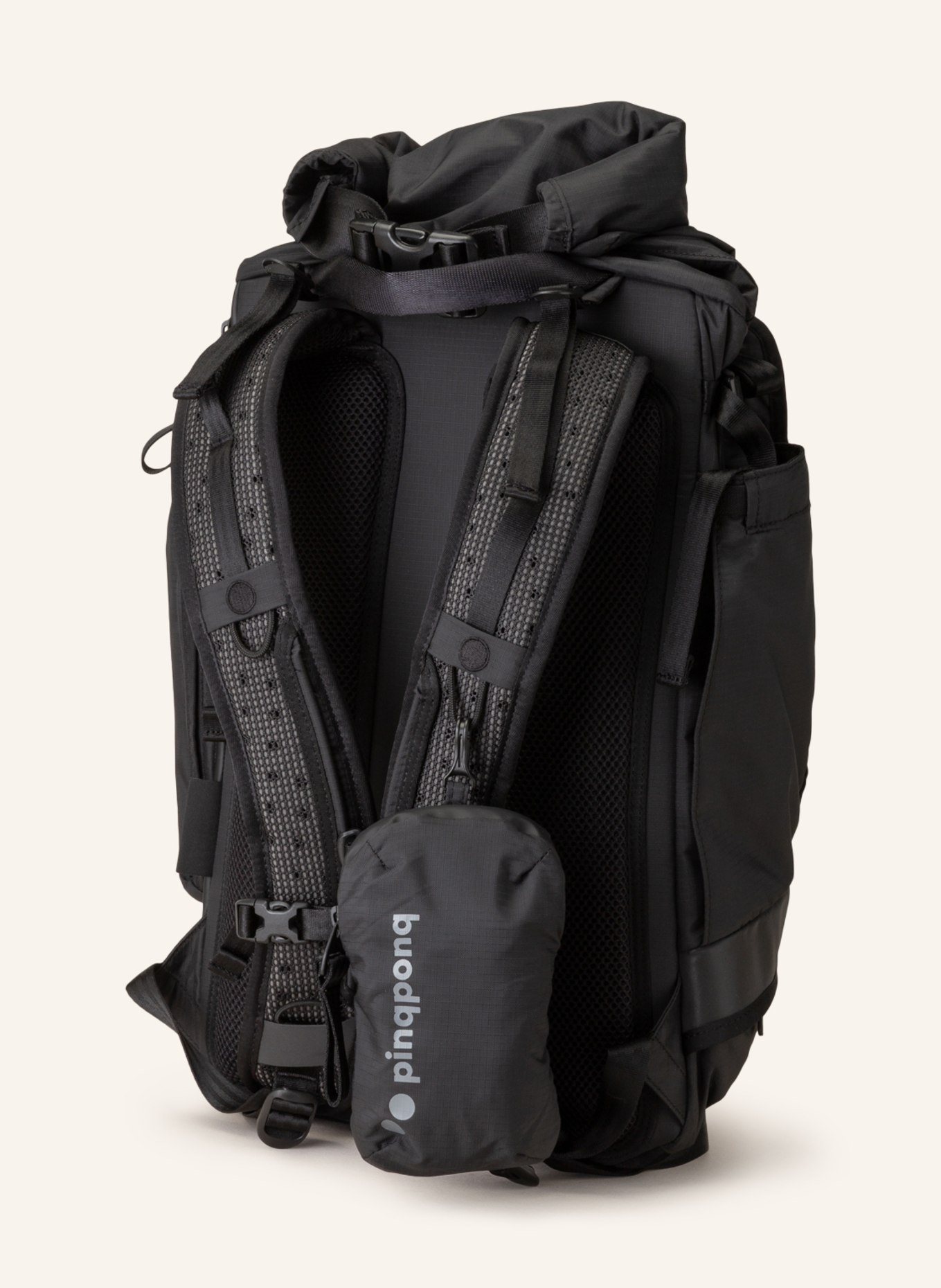 pinqponq Backpack KOMUT MEDIUM with laptop compartment, Color: BLACK (Image 2)