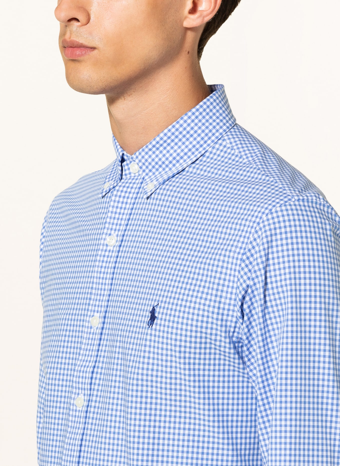 POLO RALPH LAUREN Košile Slim Fit: MODRÁ / BÍLÁ