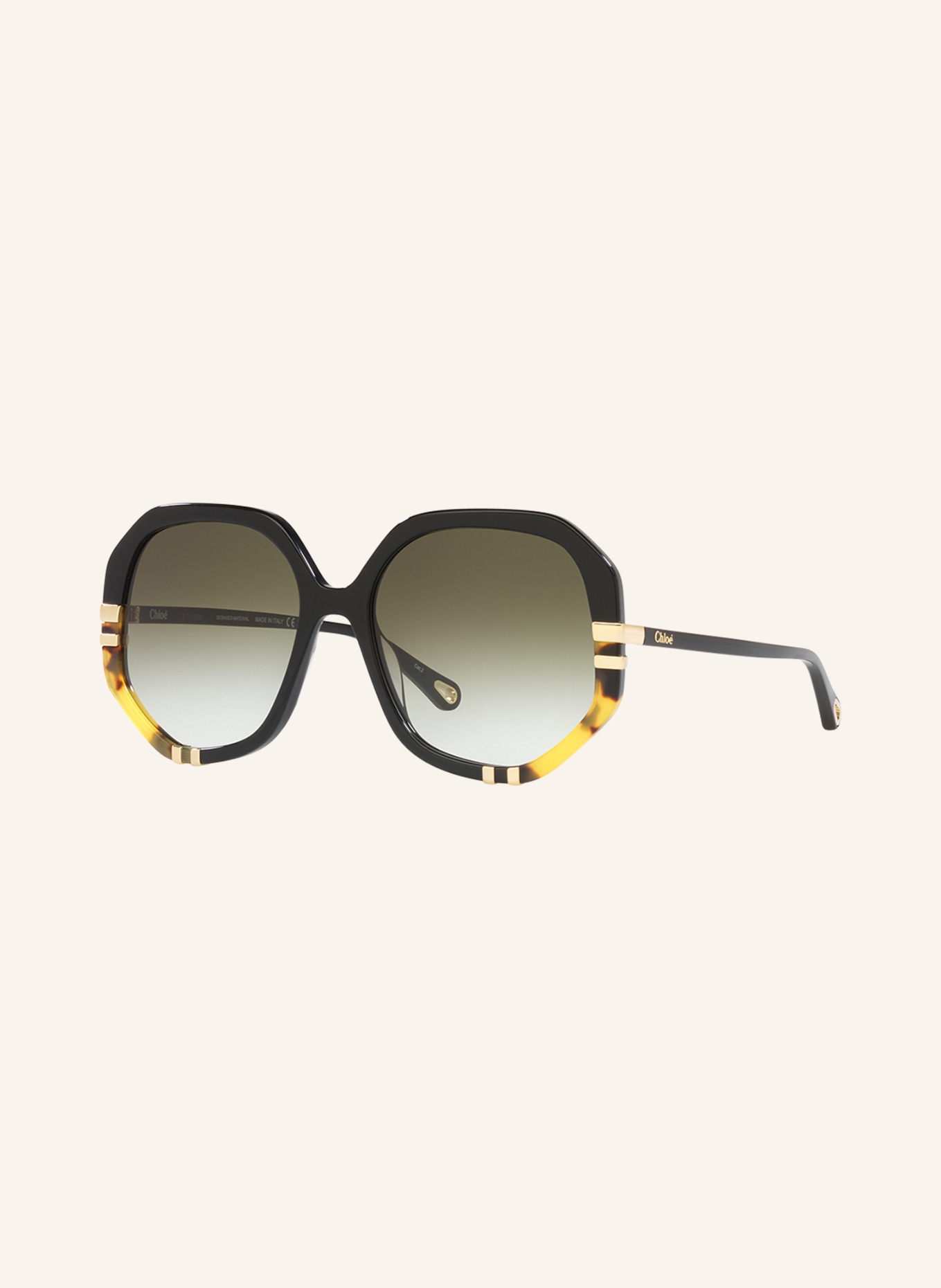 Chloé Sunglasses CH0105S, Color: 1100L1 - BLACK/ GREEN GRADIENT (Image 1)